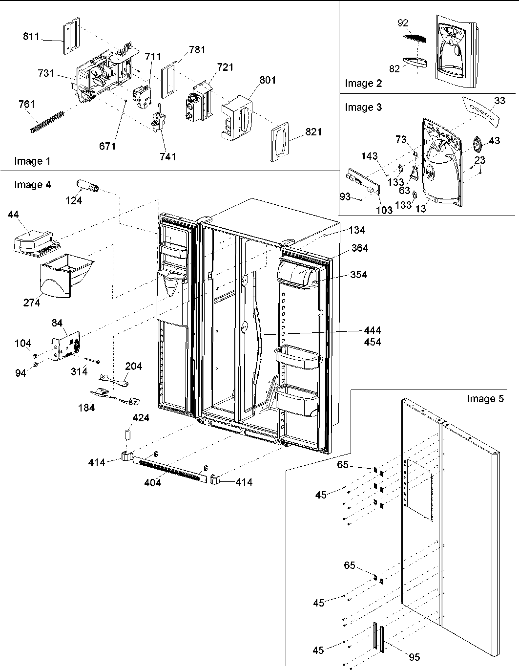 Amana ARS2464BB-PARS2464BB0 faade, controls & light shield diagram