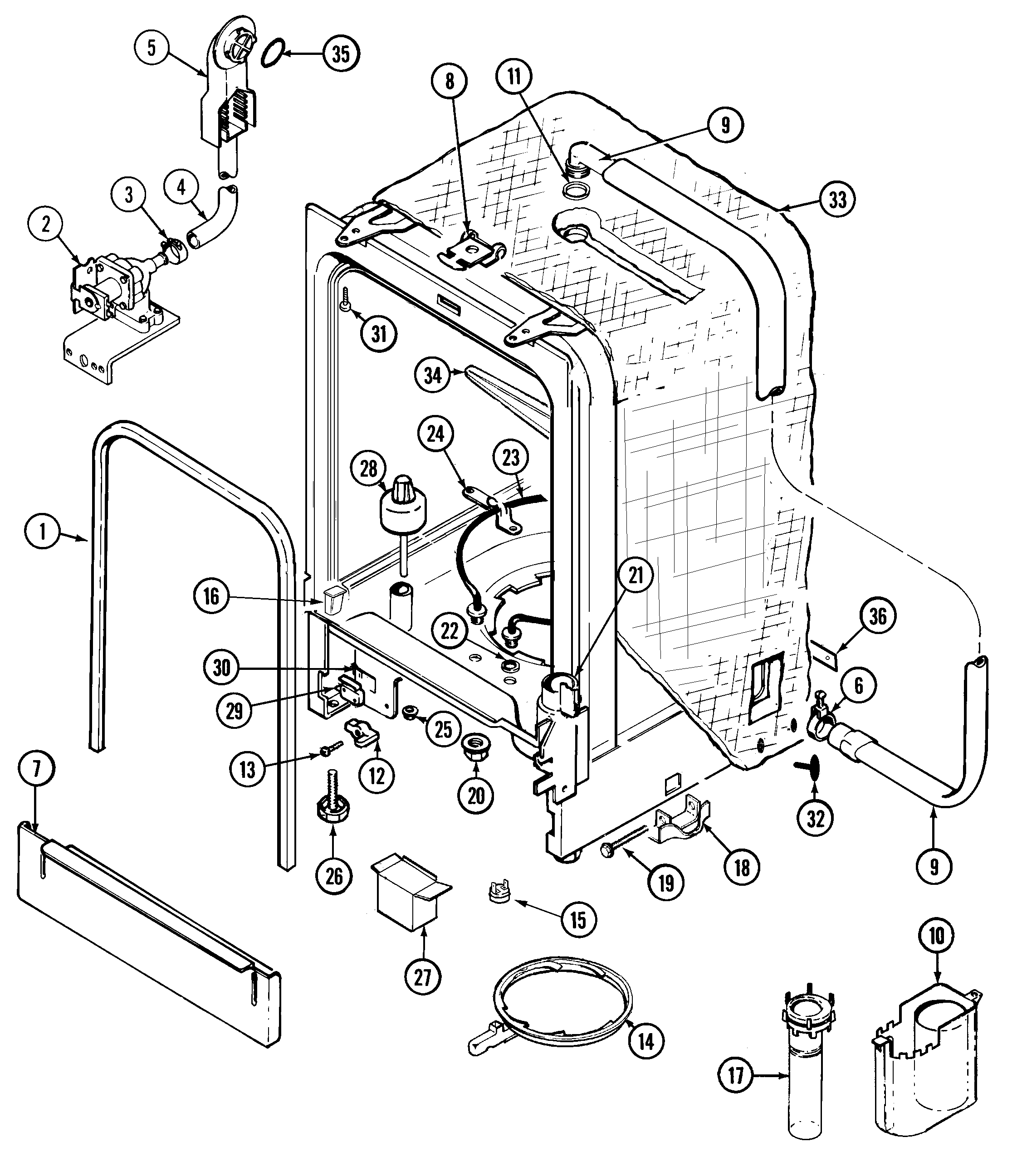 Magic Chef DU6500B tub diagram
