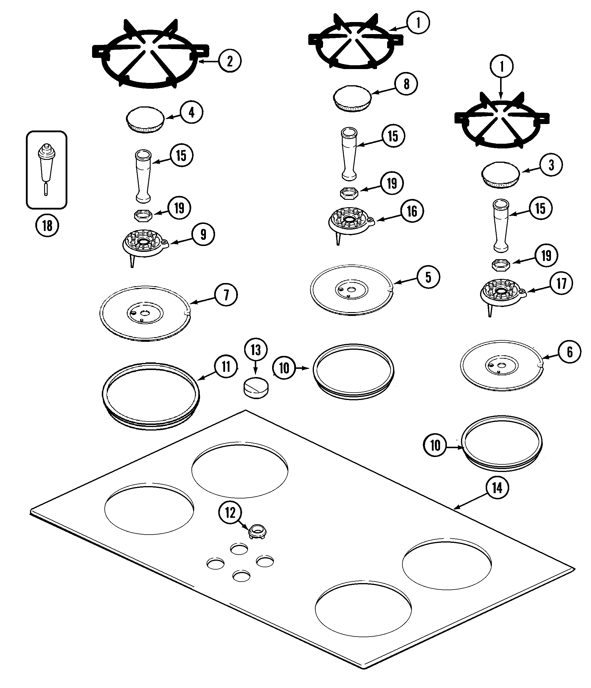 Jenn-Air CCG2423Q top assembly diagram