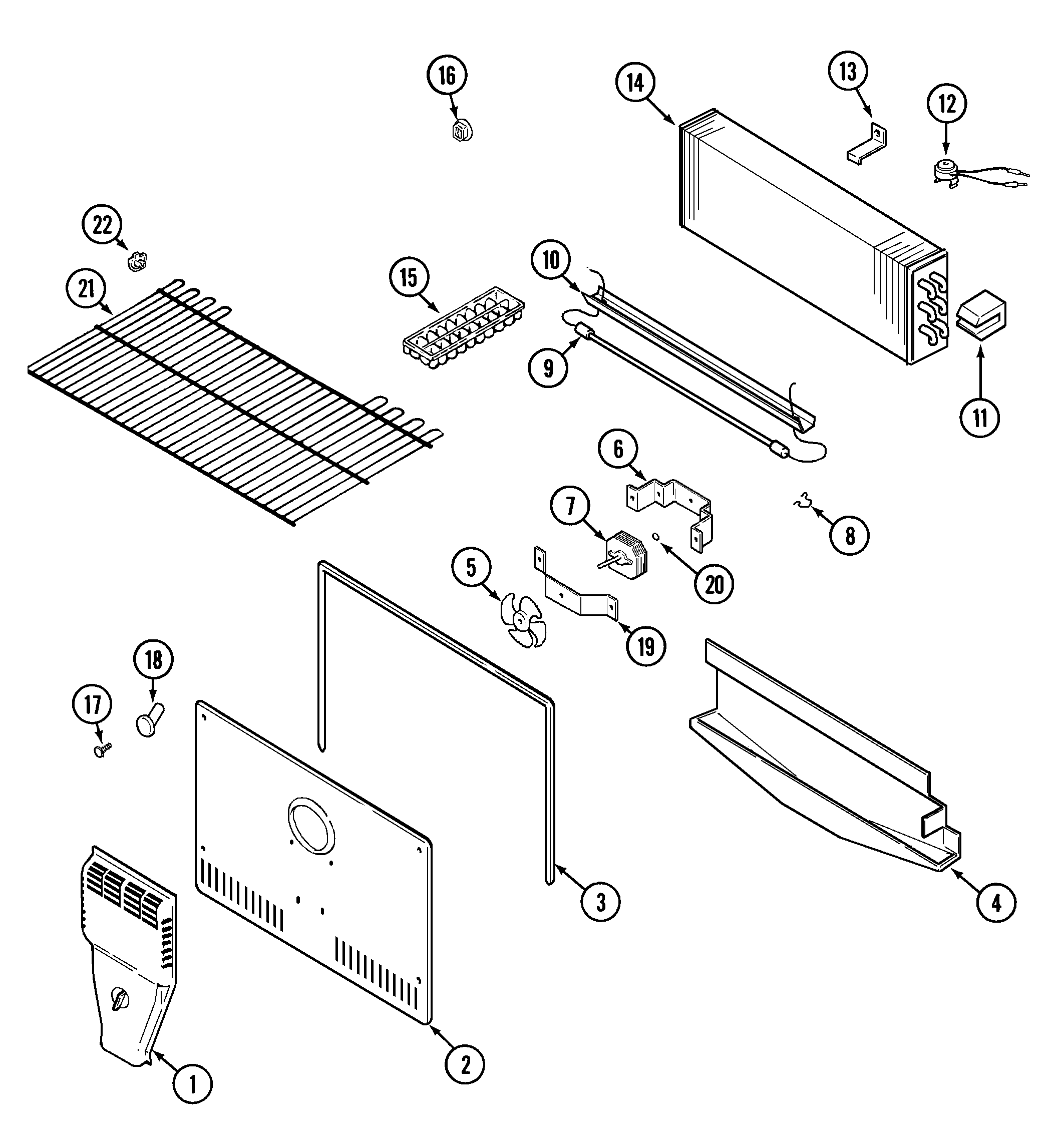 Magic Chef CTL1511BEW freezer compartment diagram