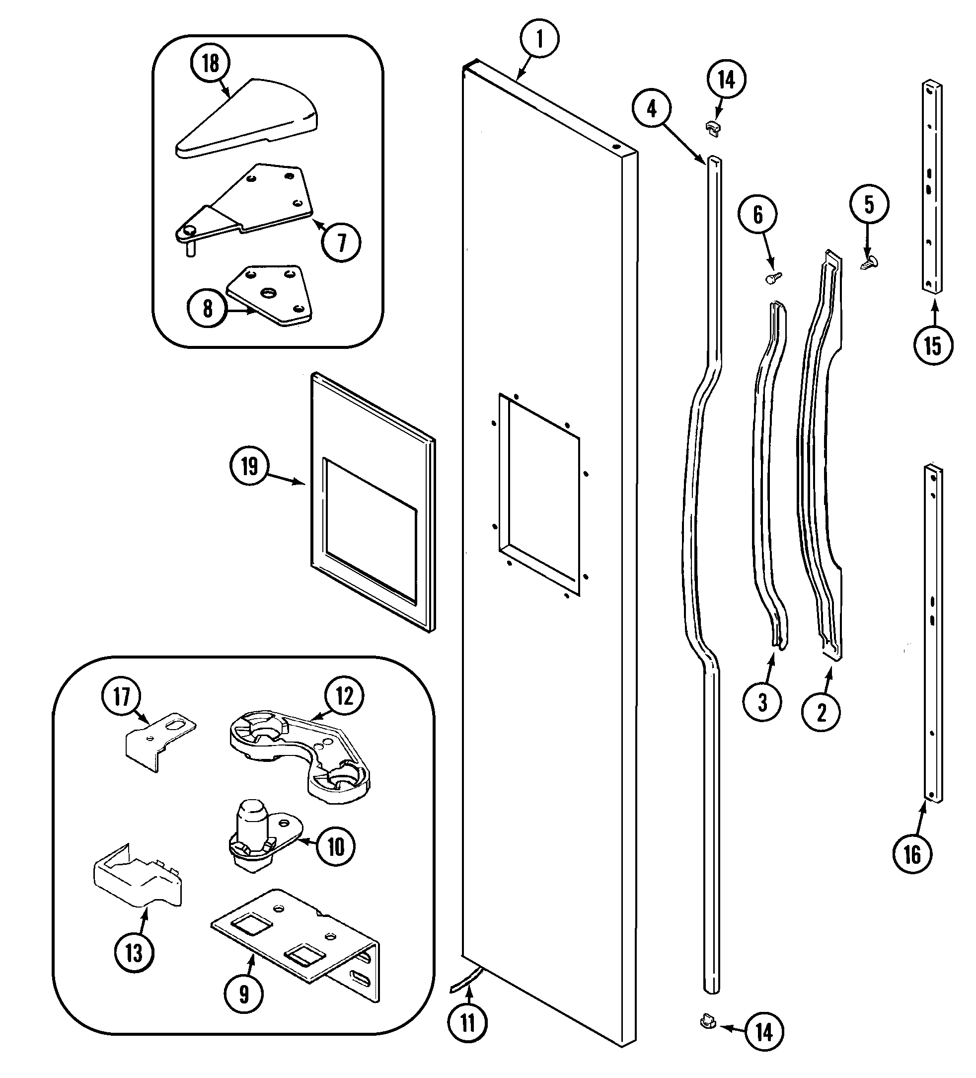 Magic Chef CSD2325ARW freezer outer door diagram