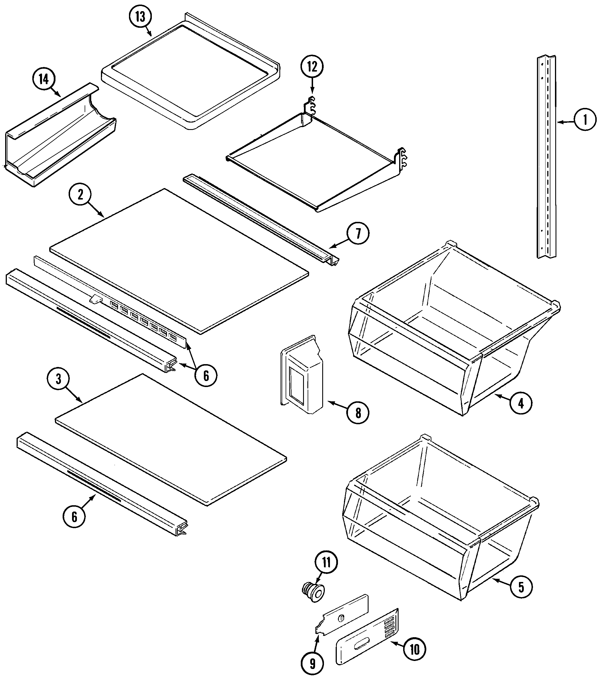 Maytag KGU6945BS shelves & accessories diagram