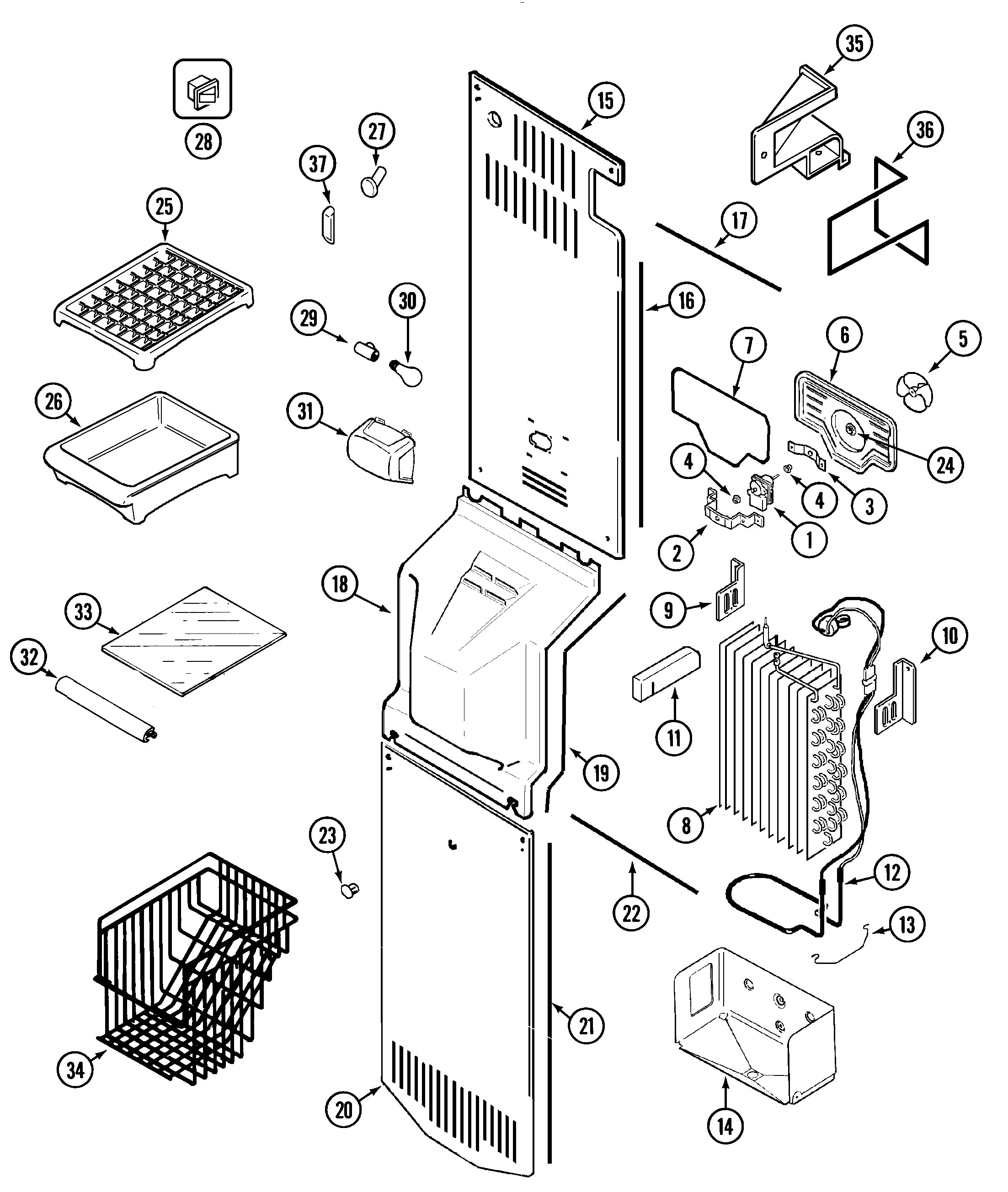 Maytag GS2127PADW freezer compartment diagram