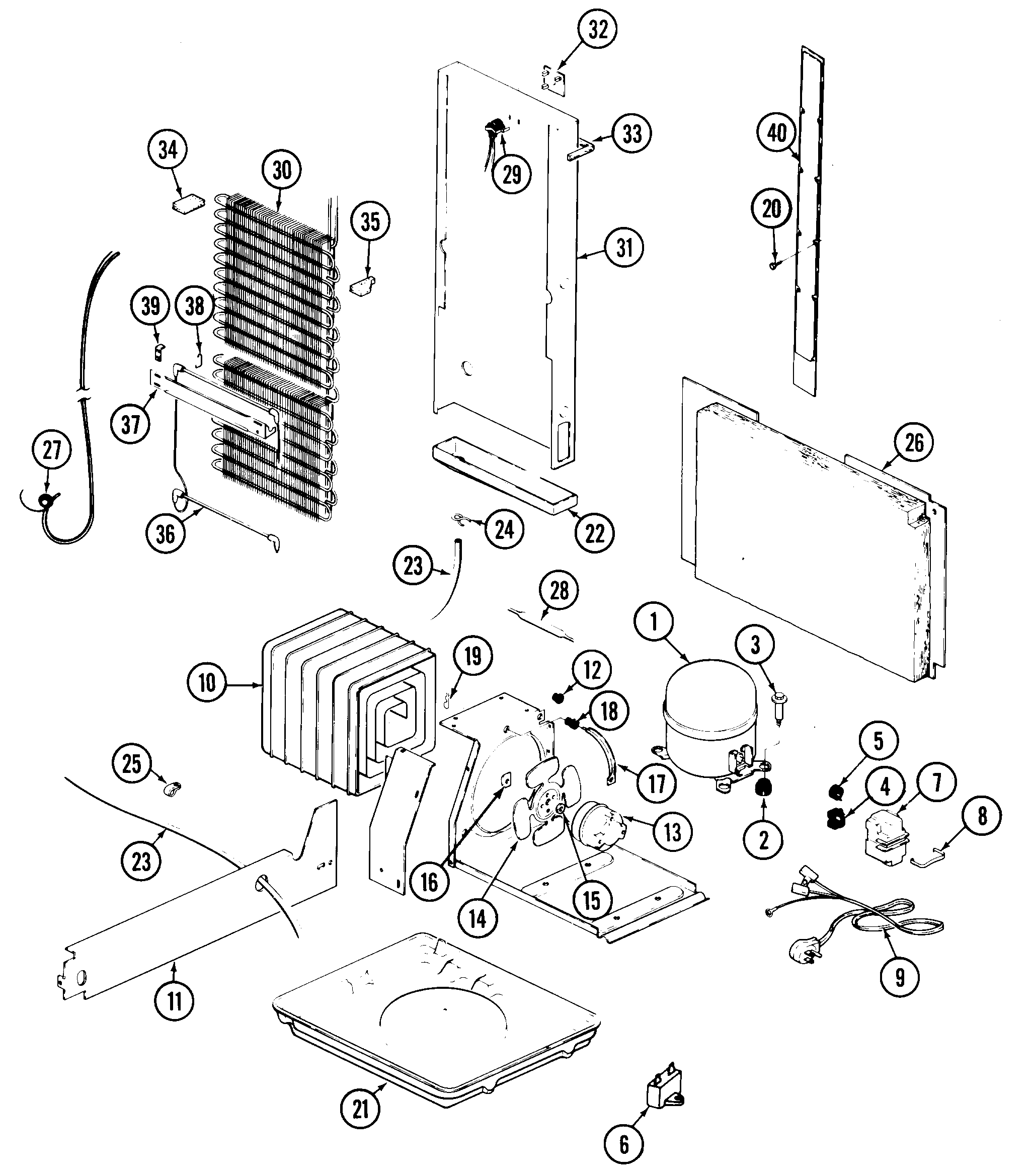 Magic Chef RC203TDV unit compartment & system diagram