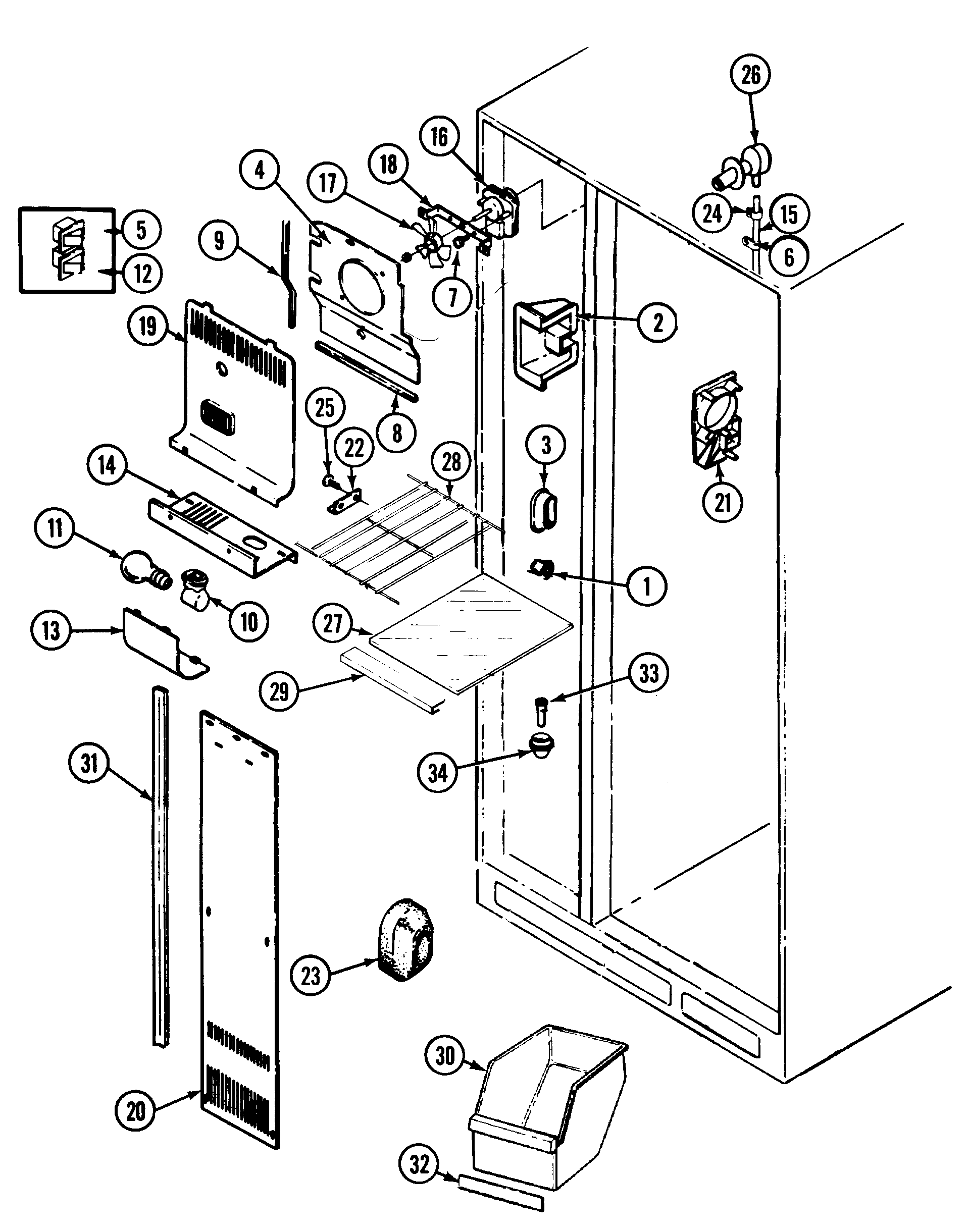 Magic Chef RC203TDV freezer compartment diagram
