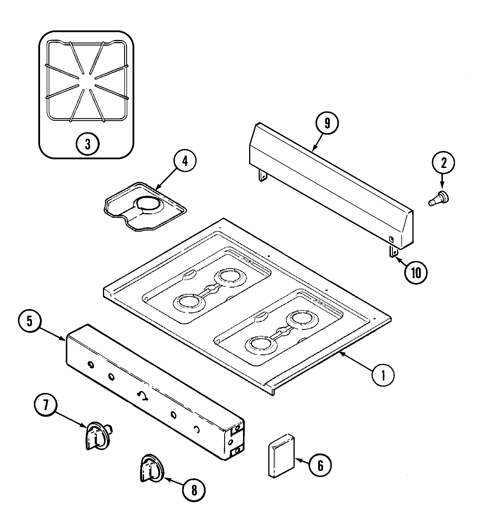Magic Chef 3100SPA top assembly (3100sp*,3100sp*-k) diagram