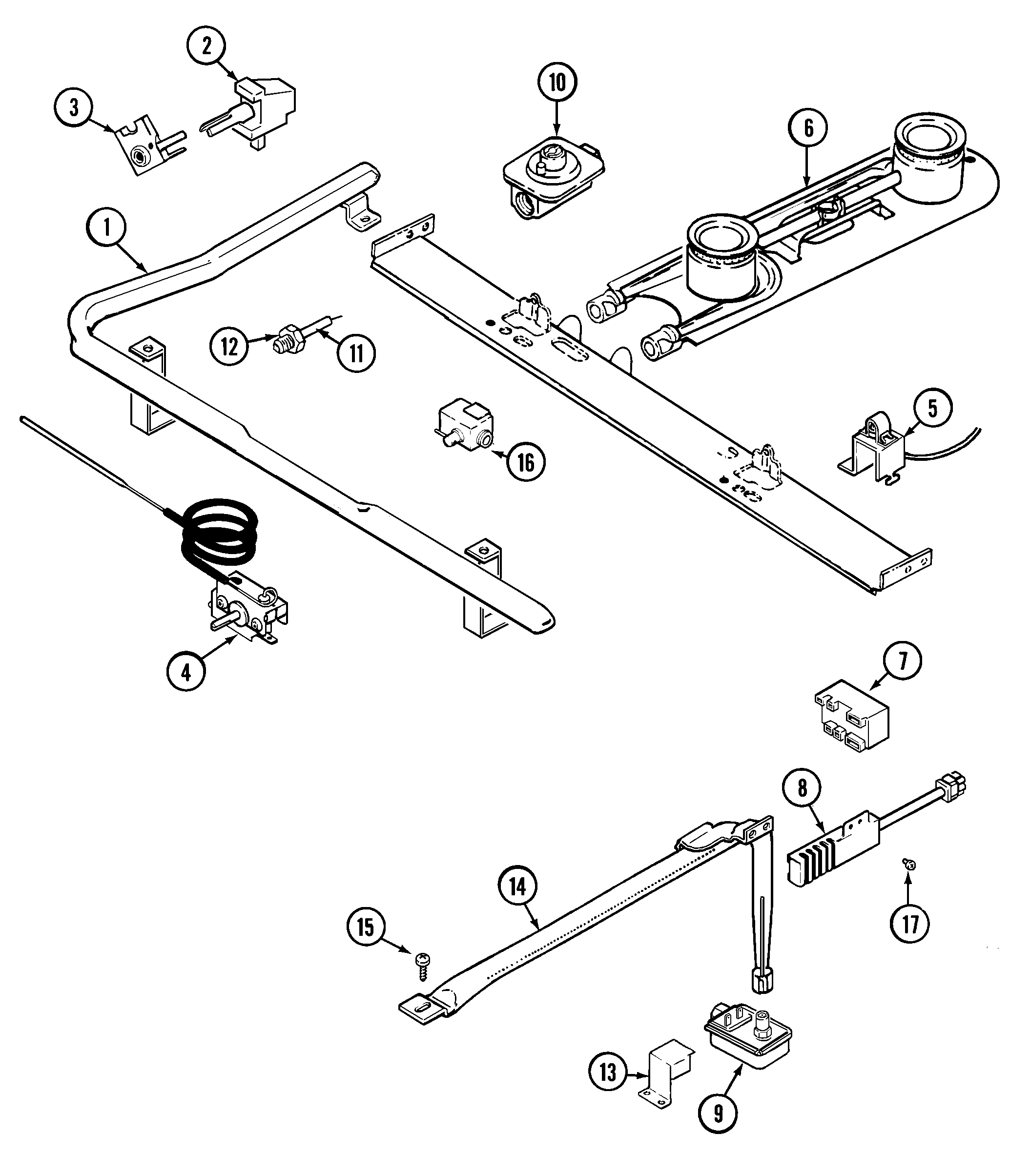 Magic Chef 3100SPA-K gas controls (3100pp*-k,3100sp*-k) diagram
