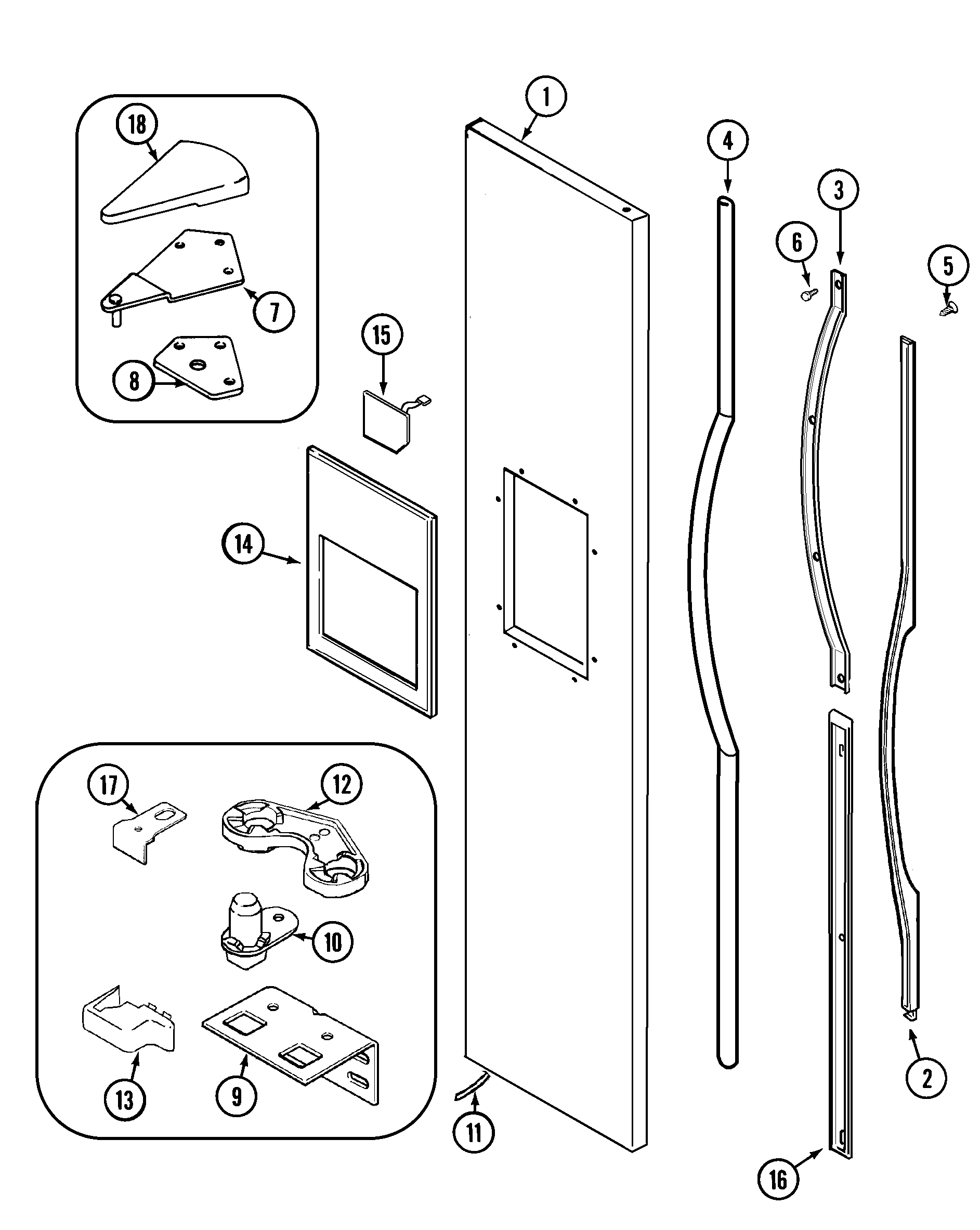 Maytag KGU6655 freezer outer door diagram