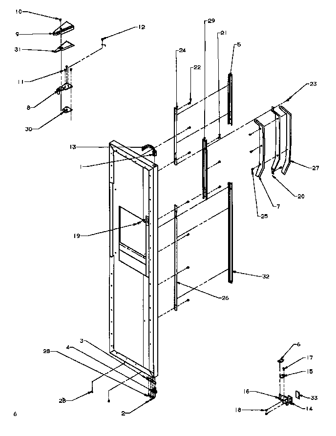 Amana SSD25N5L-P1178903WL fz door hinge and trim parts diagram