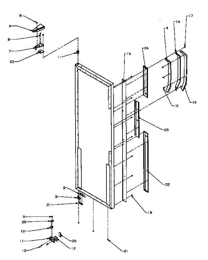 Amana SSD25N5L-P1178903WL ref door hinge and trim parts diagram