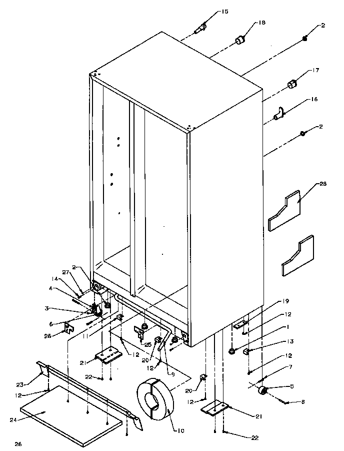 Amana SSD25N5L-P1178903WL drain and rollers diagram