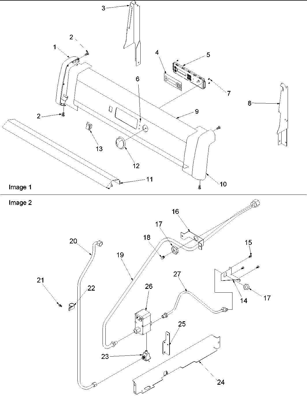 Amana ARG7303WW-P1143379NWW backguard and gas supply diagram