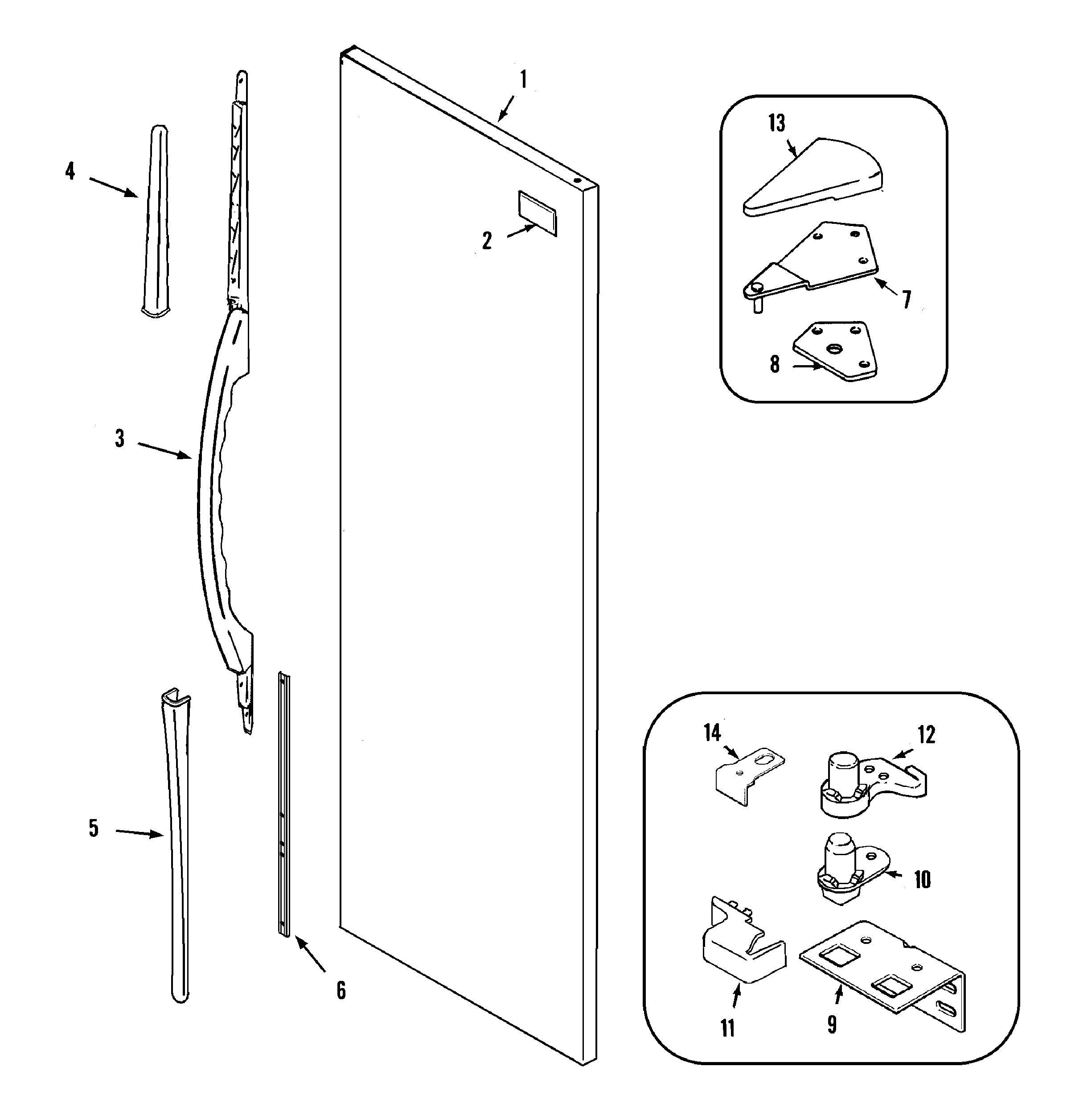Maytag AS2125SIHW fresh food outer door diagram
