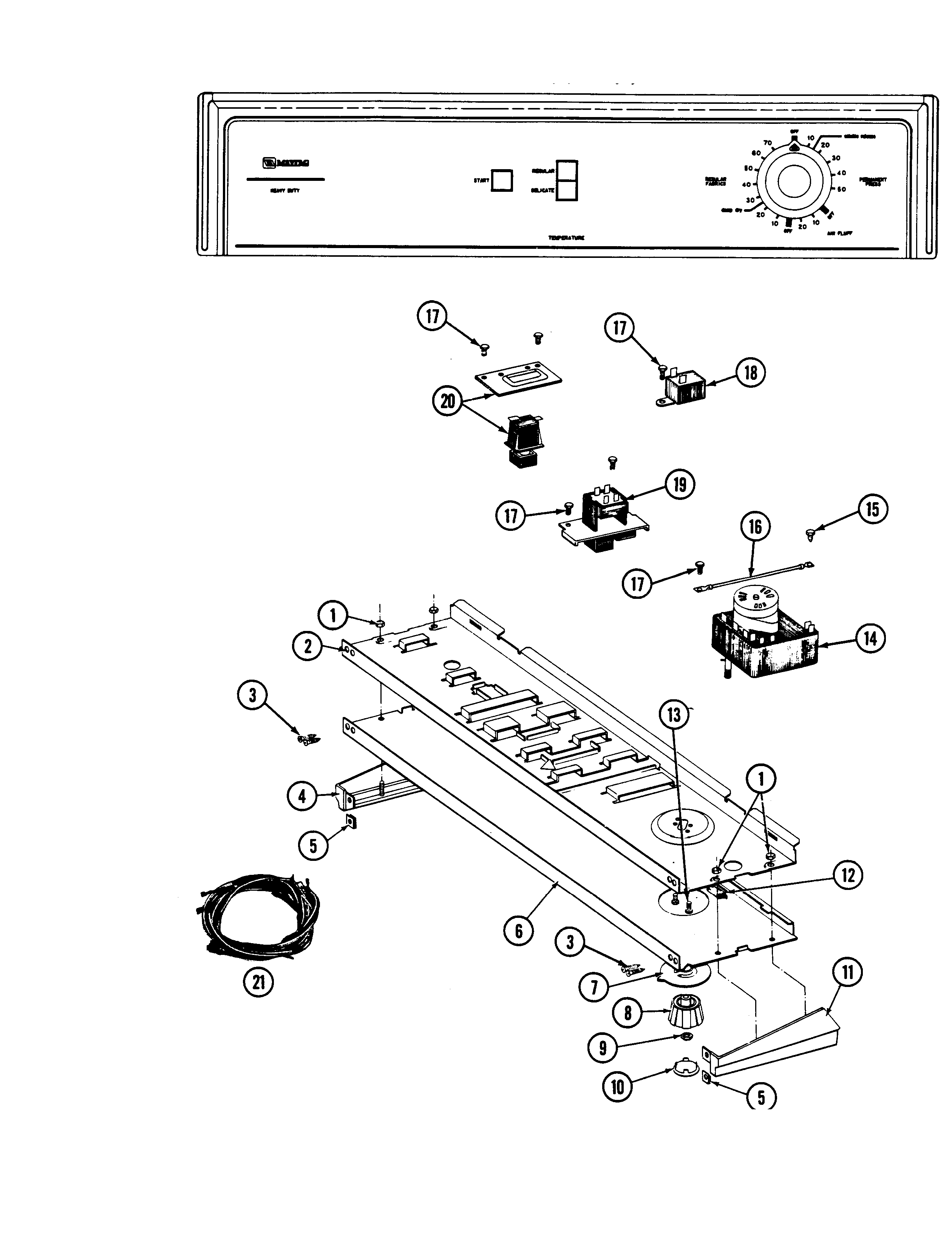 Maytag LDG7400AAL control panel diagram