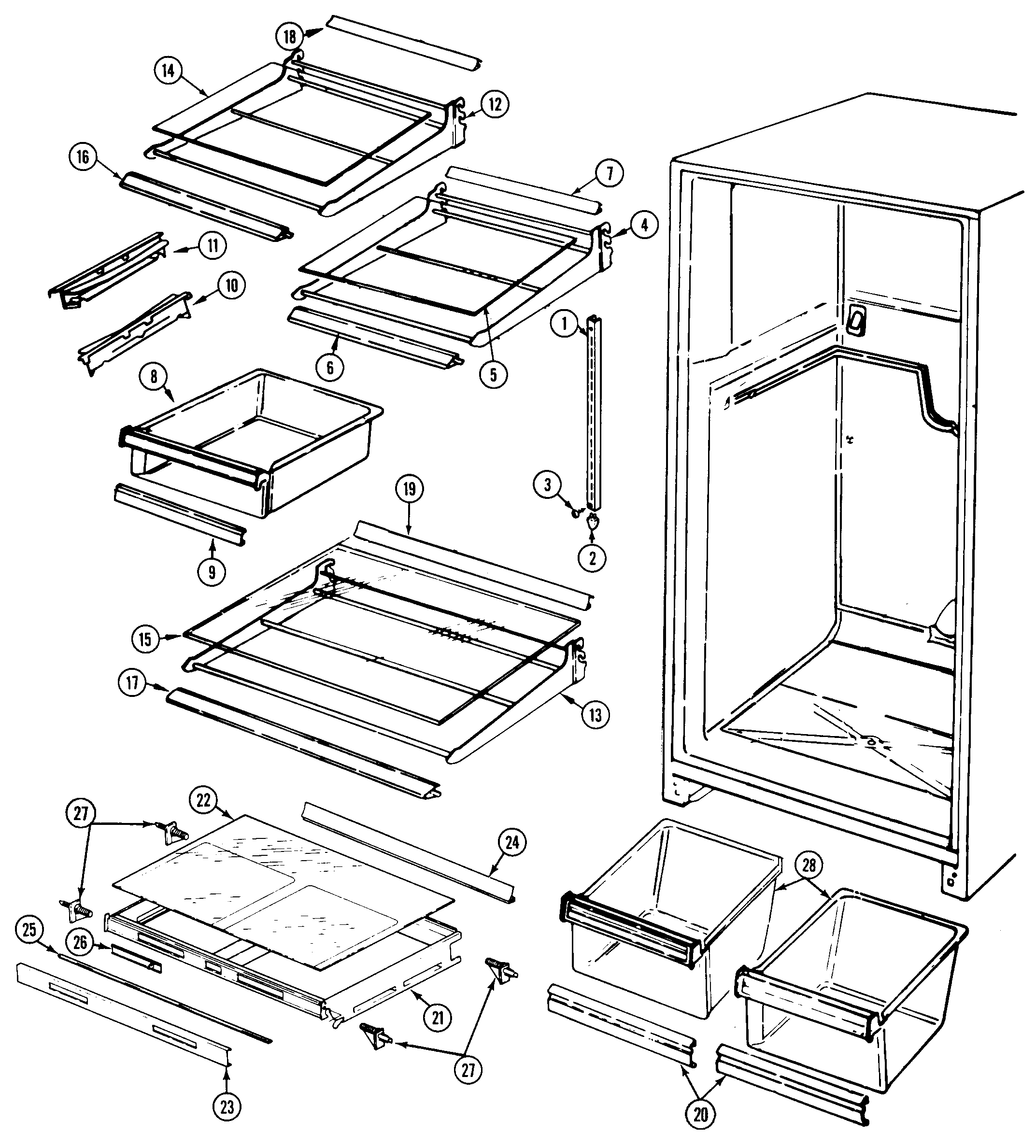 Maytag GT23A83A shelves & accessories diagram