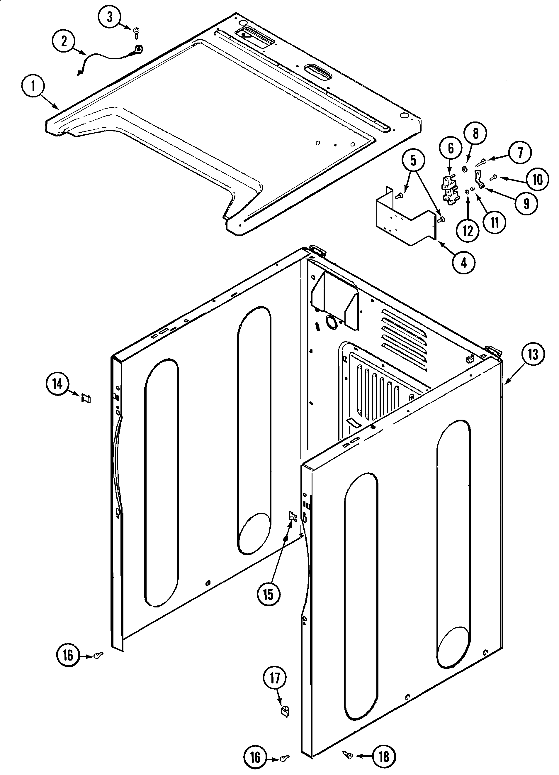 Maytag MDE8416AYW cabinet diagram