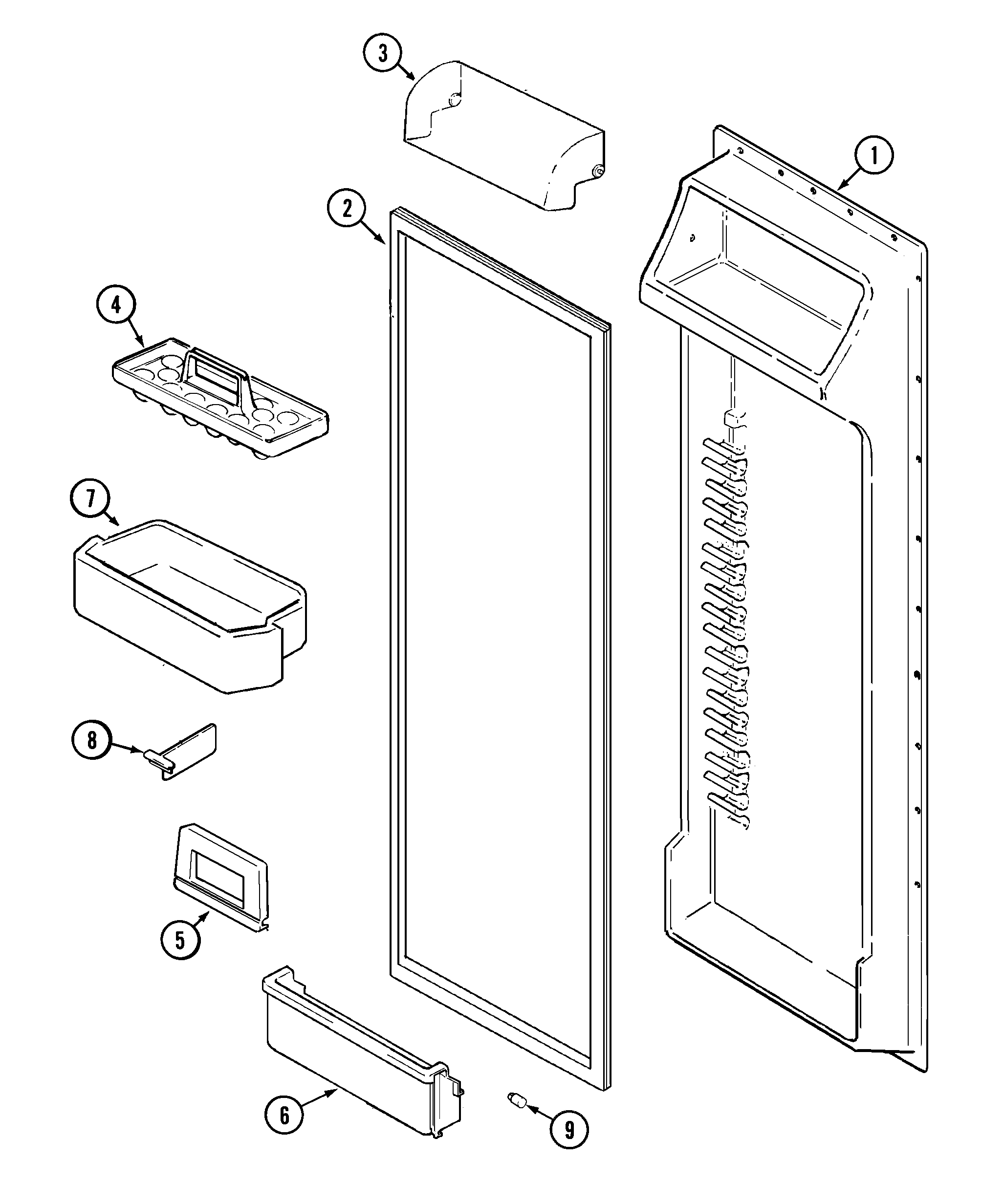 Maytag KG66U55 fresh food inner door diagram