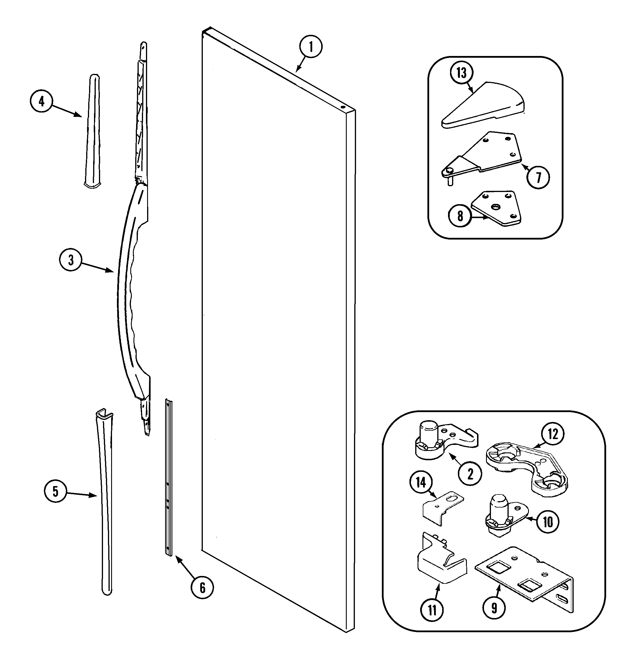 Maytag KG66U55 fresh food outer door (rev 17) diagram
