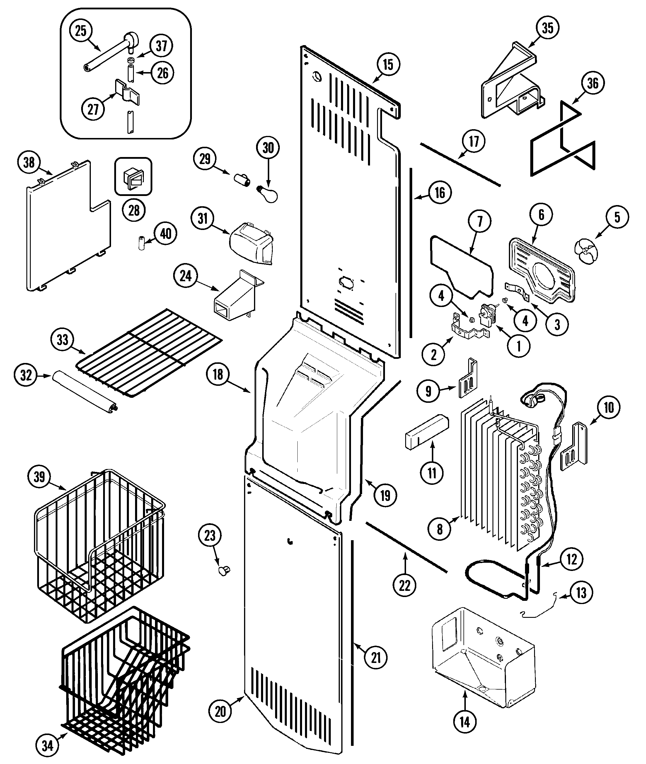 Maytag KFU5755 freezer compartment diagram