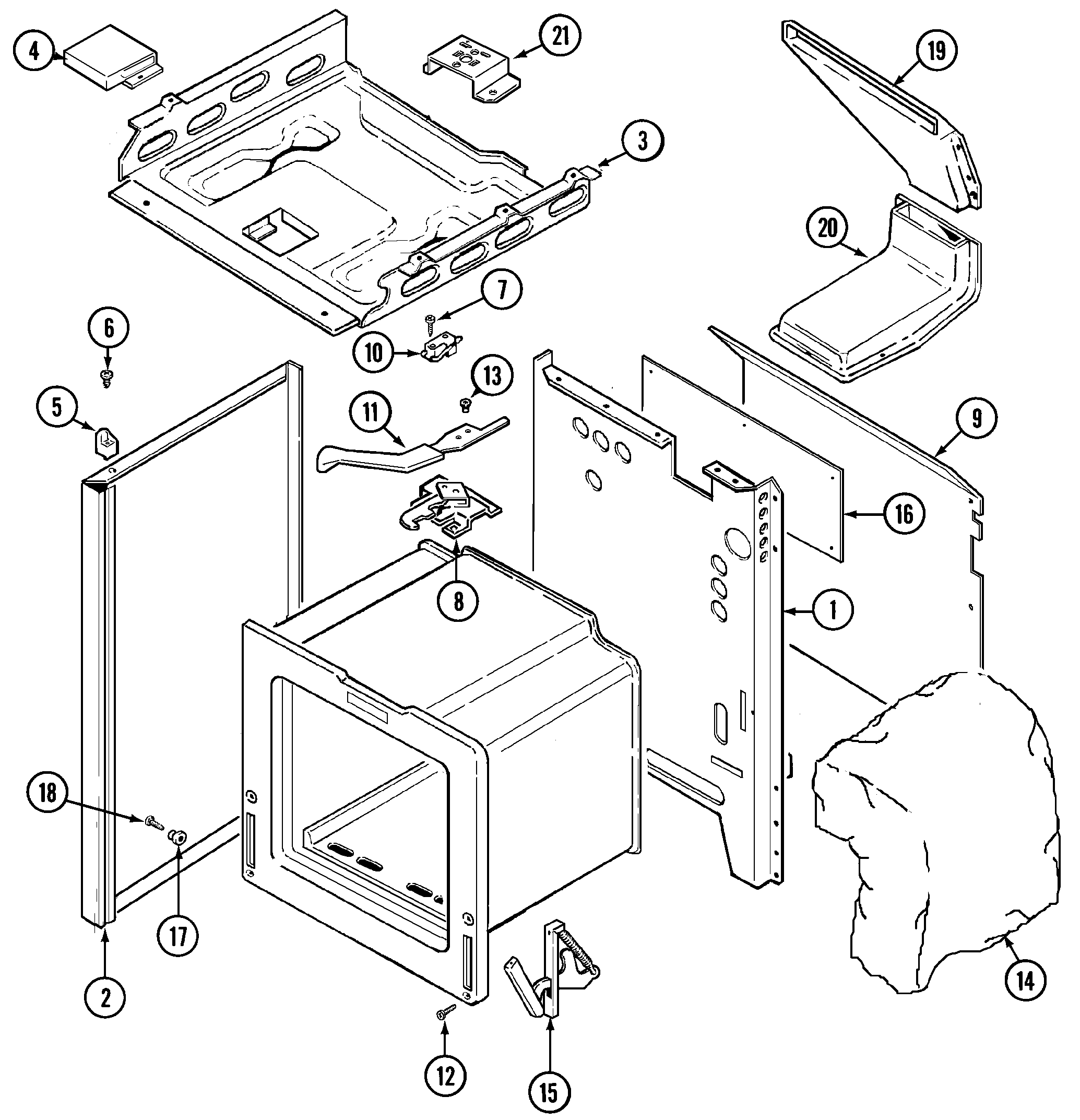 Magic Chef CGR3520BDH body diagram