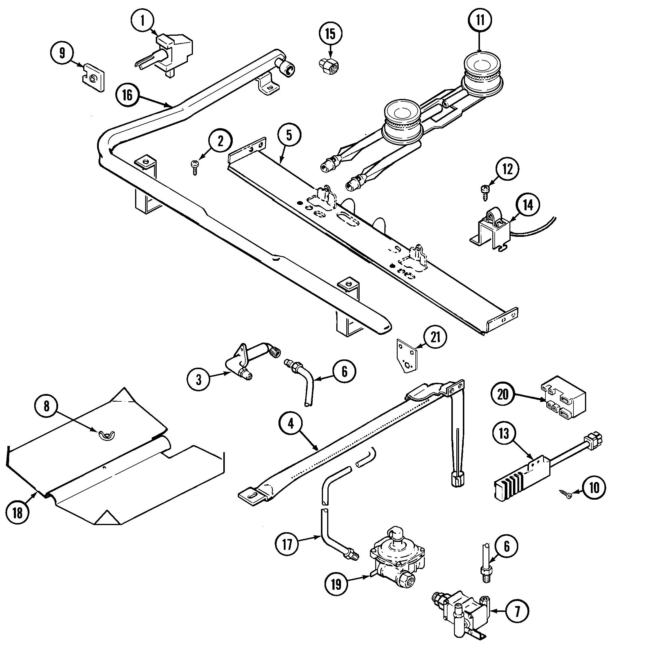 Magic Chef CGR3520BDH gas controls diagram