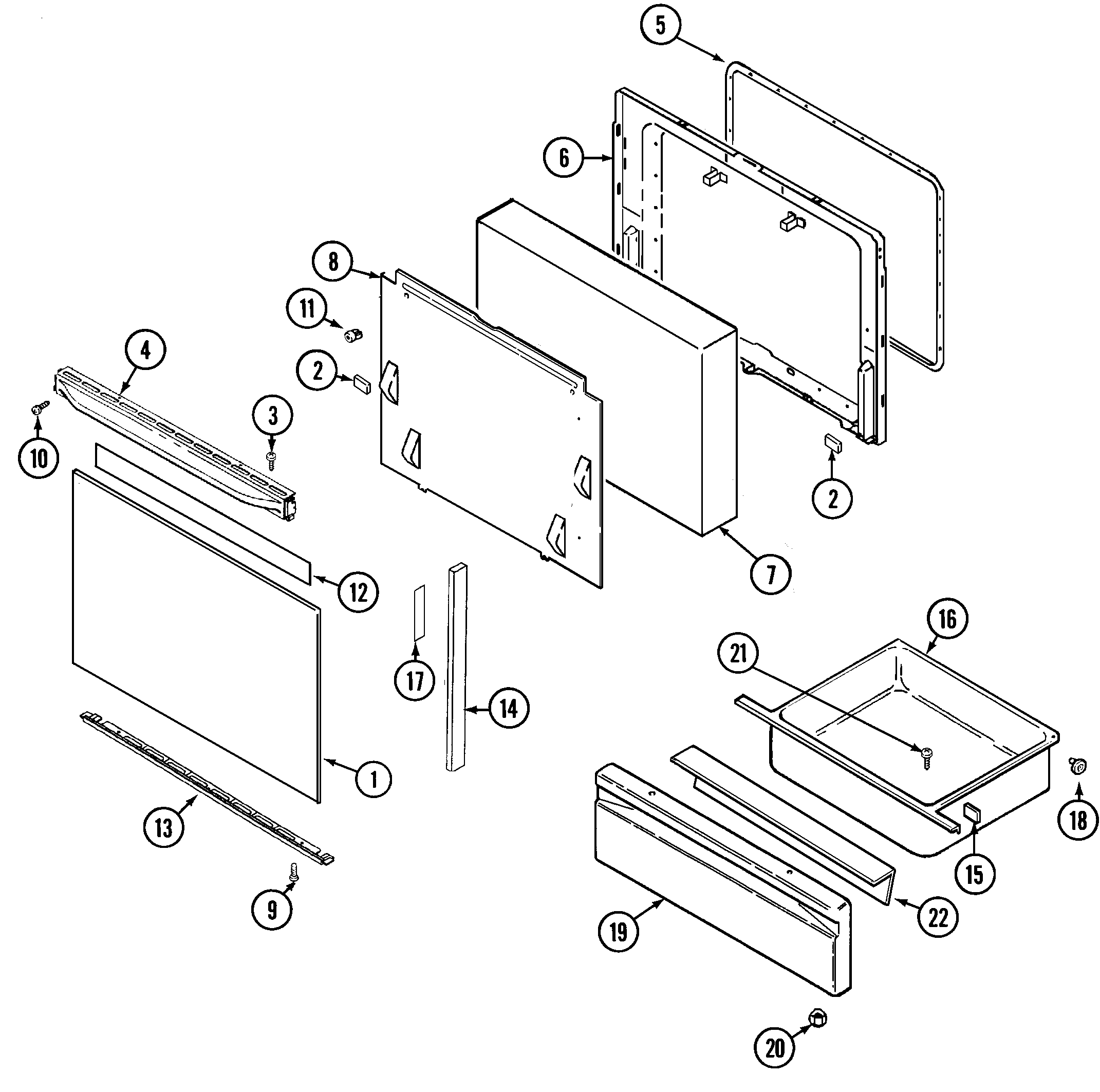 Magic Chef CGR3520BDH door/drawer diagram