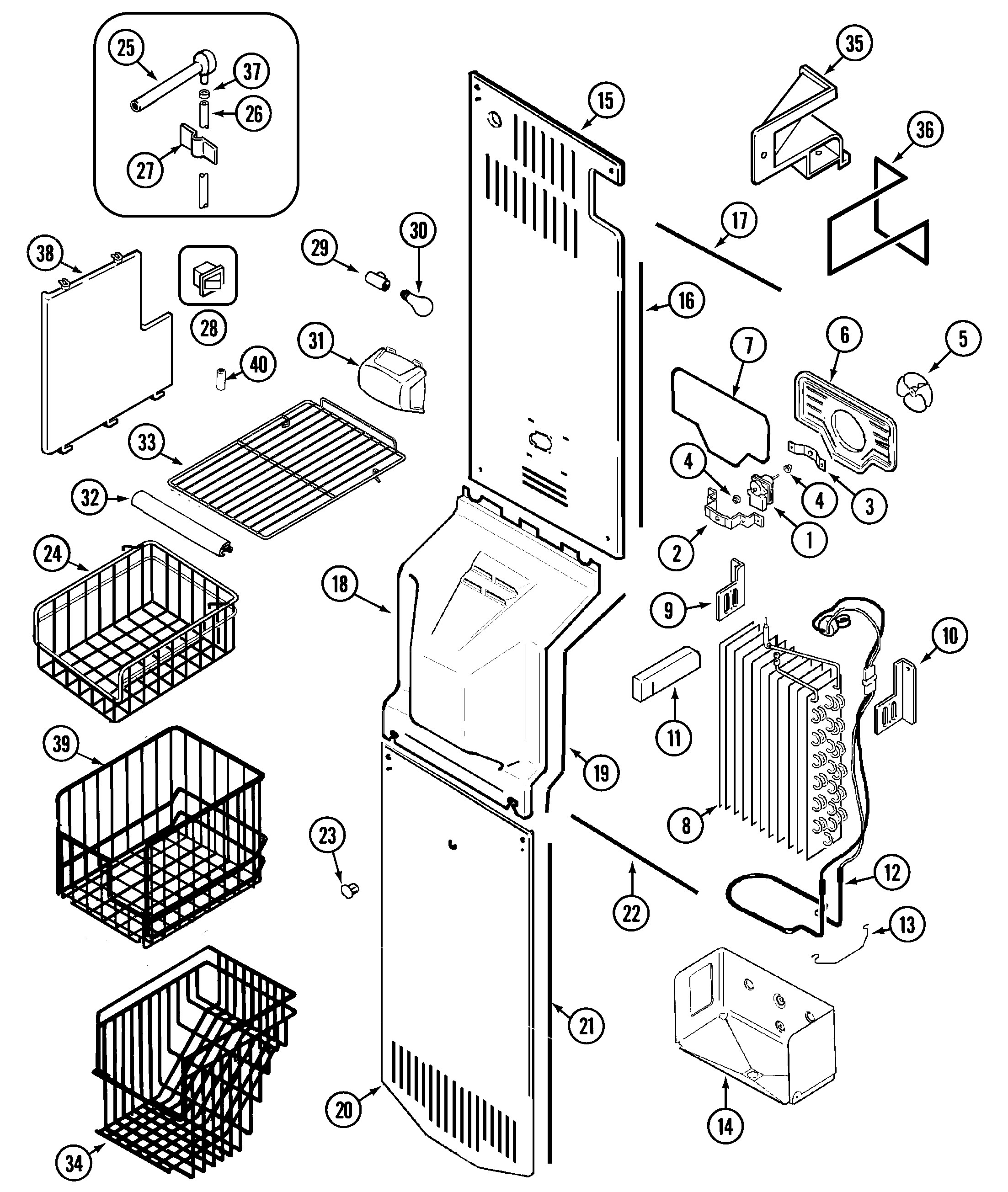 Maytag KGU6695 freezer compartment diagram