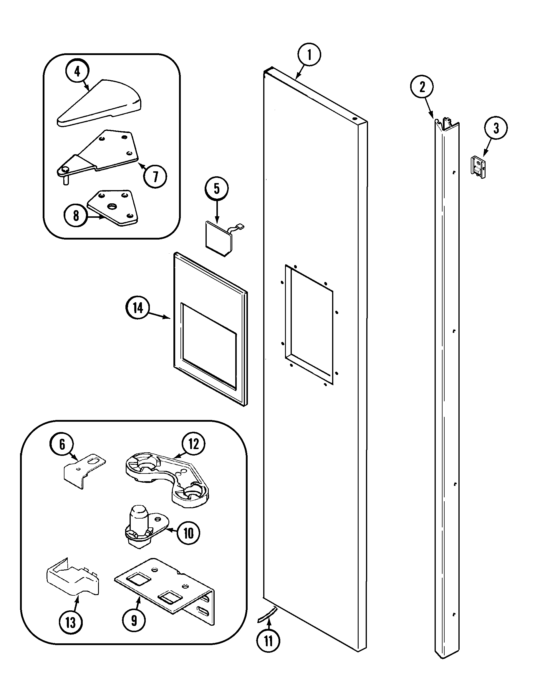 Maytag KGU6695 freezer outer door diagram