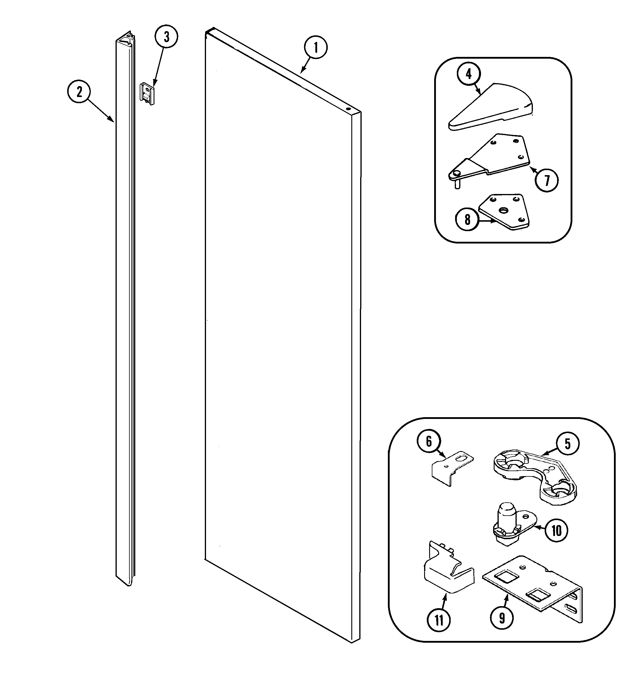 Maytag KGU6695 fresh food outer door diagram