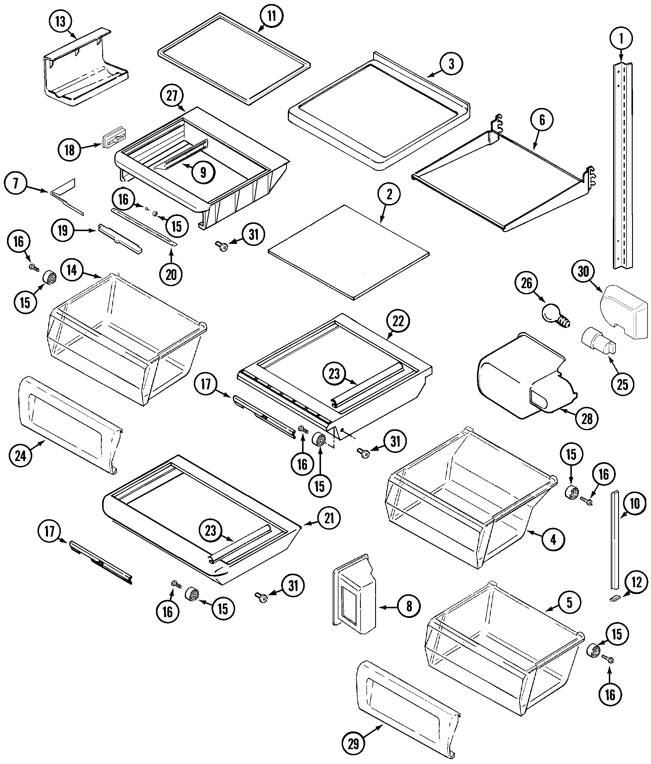 Maytag KG57U95SKD shelves & accessories diagram