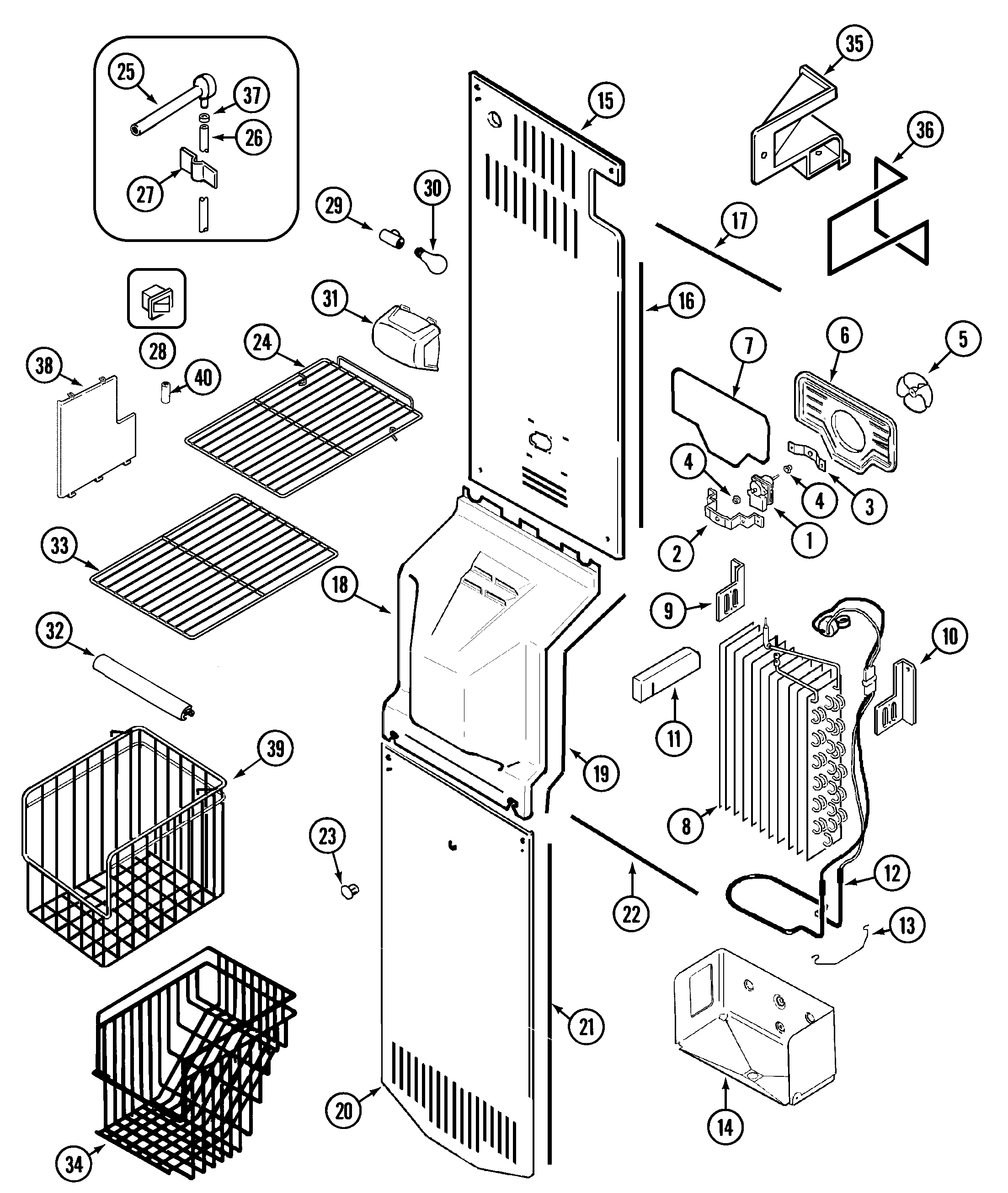 Maytag KG57U95SKD freezer compartment diagram