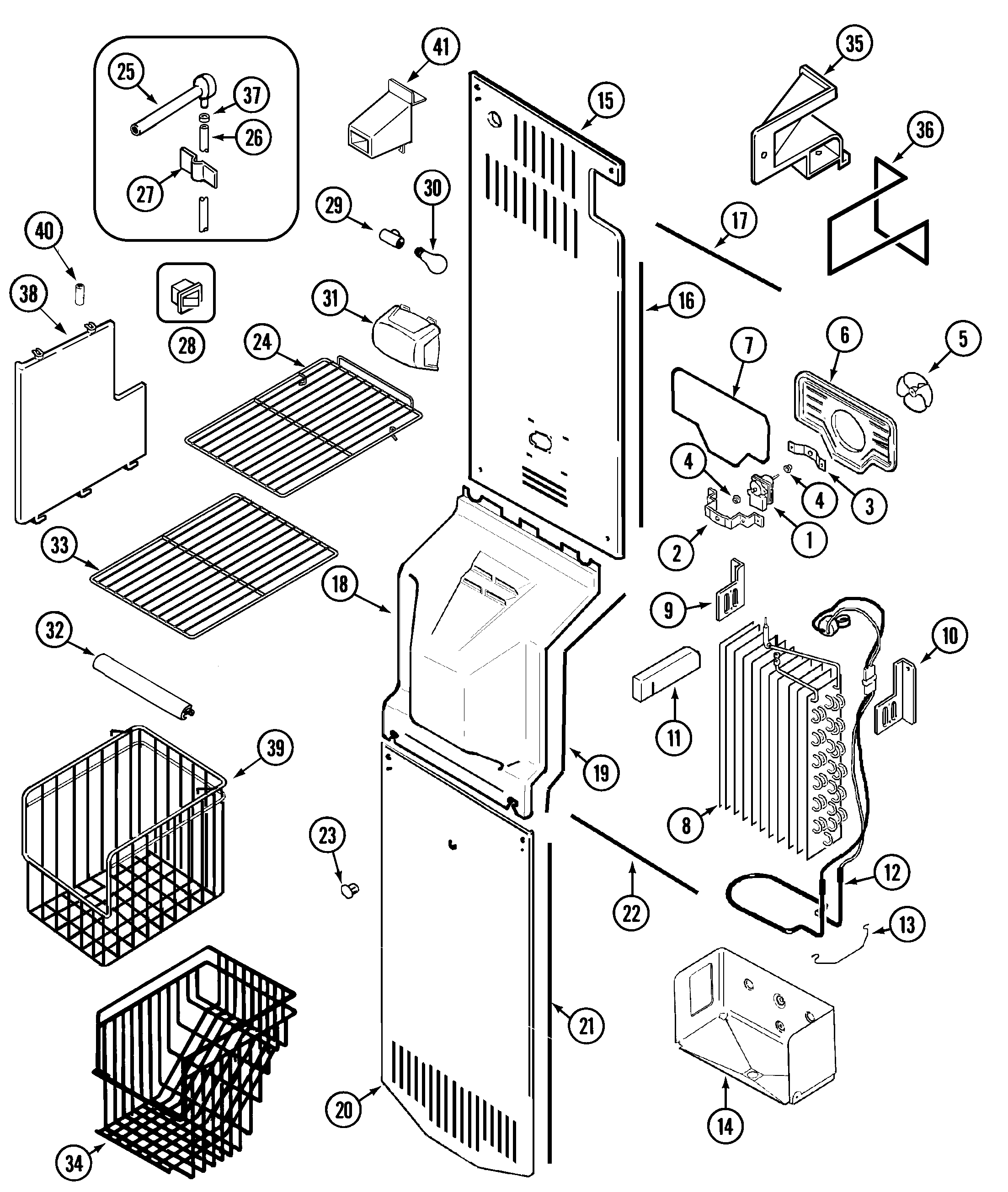Maytag KF57U56 freezer compartment diagram