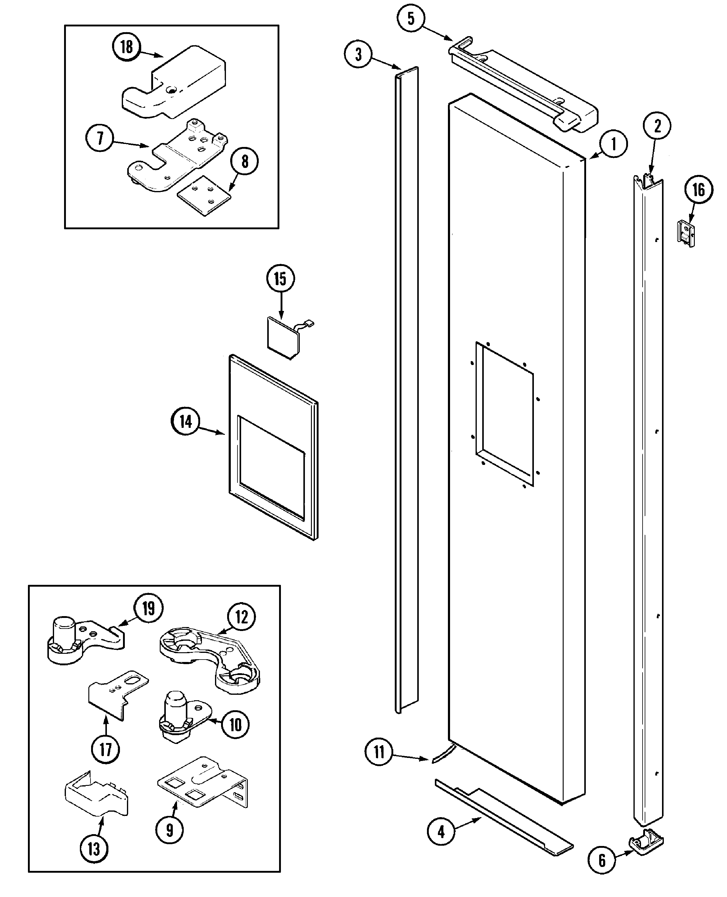 Maytag KF57U56 freezer outer door diagram