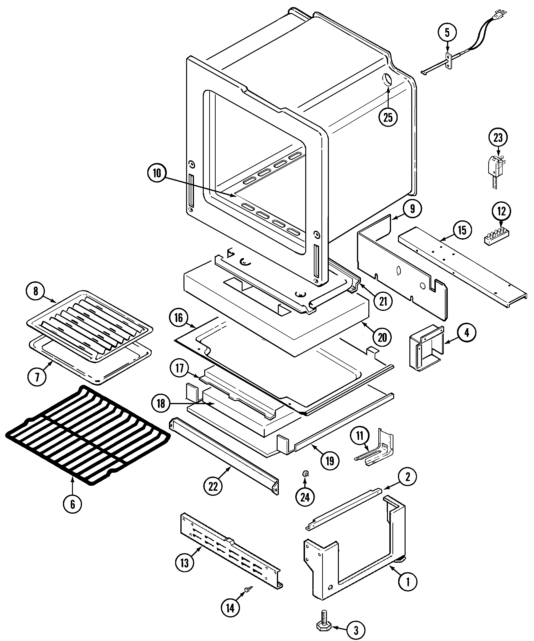 Maytag PGR5702BDH oven/base diagram