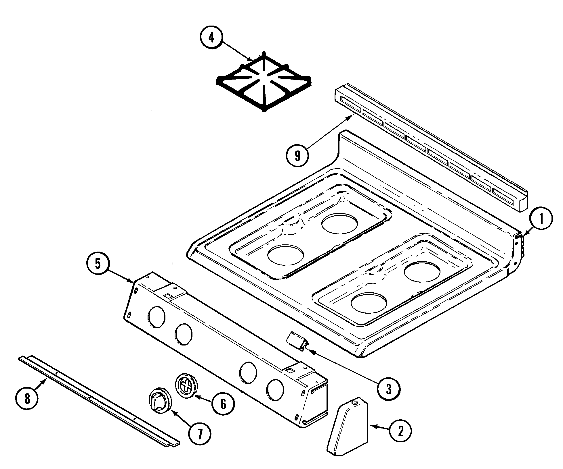 Maytag MGR5721BDW top assembly diagram