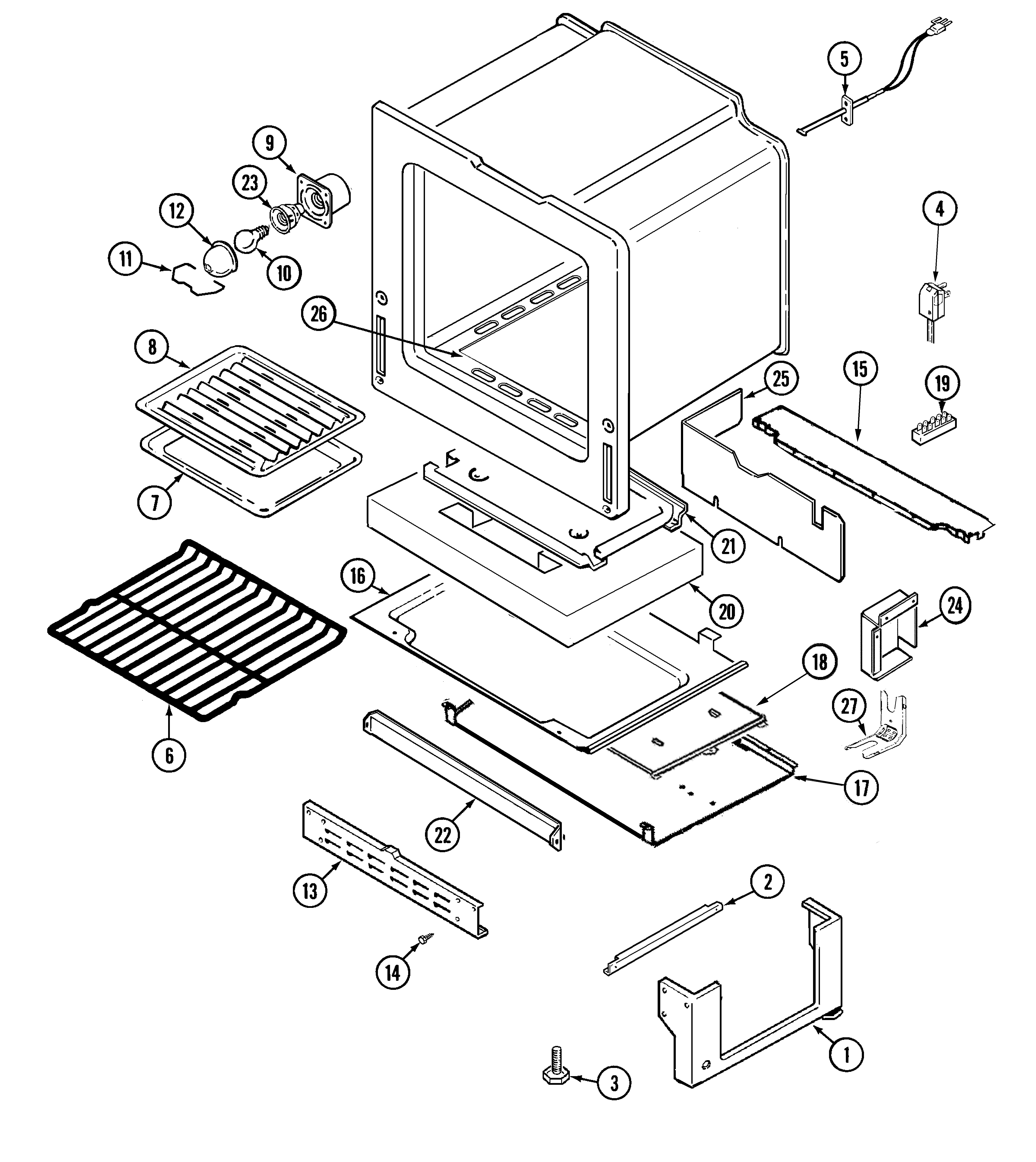 Maytag MGR5721BDW oven/base diagram