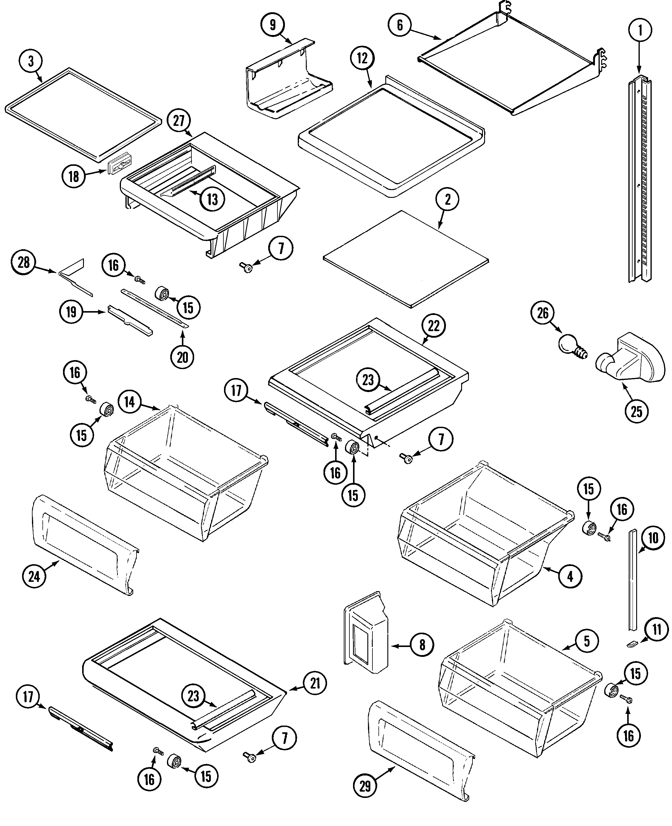 Maytag KGU66920 shelves & accessories diagram