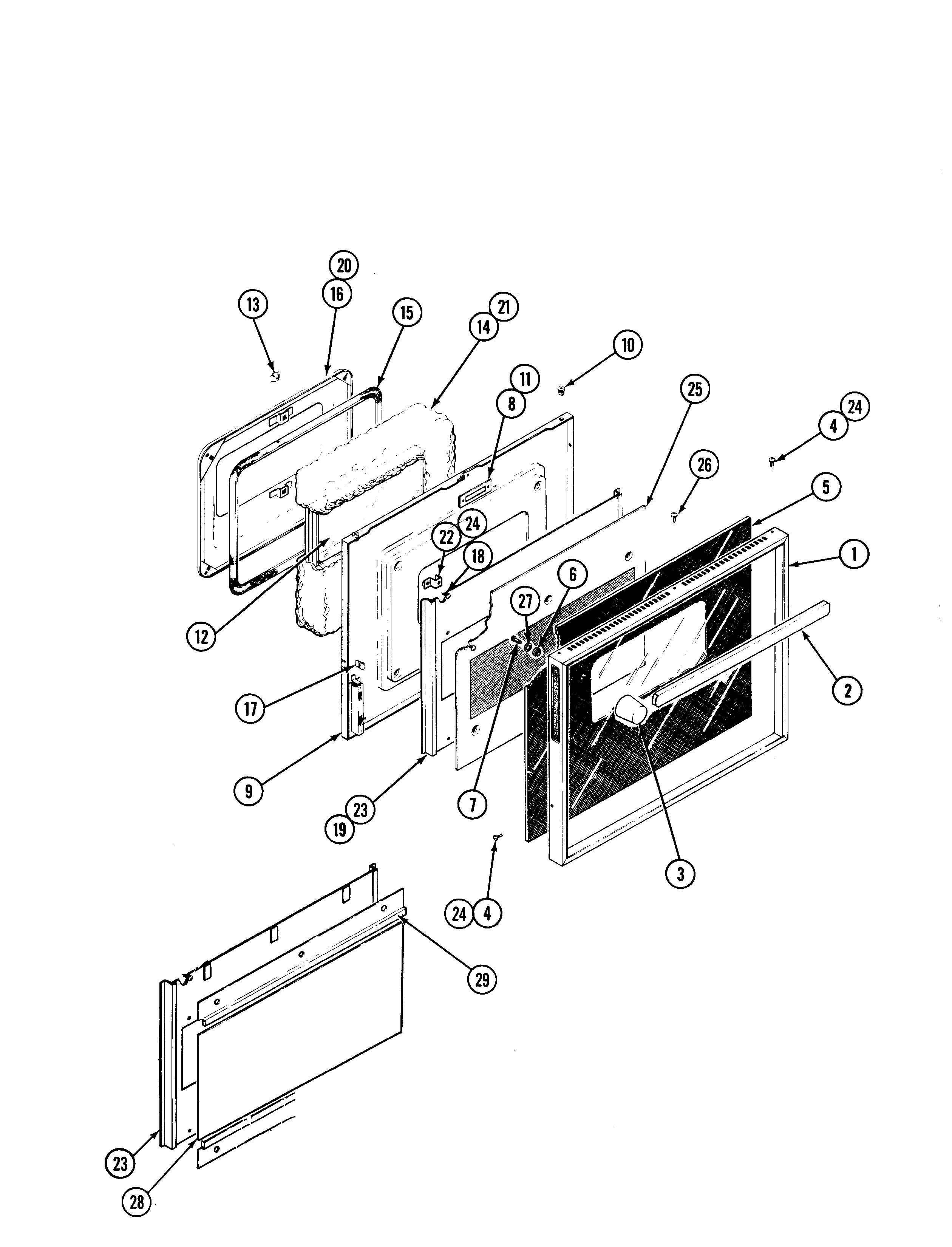 Jenn-Air S166W-C door diagram