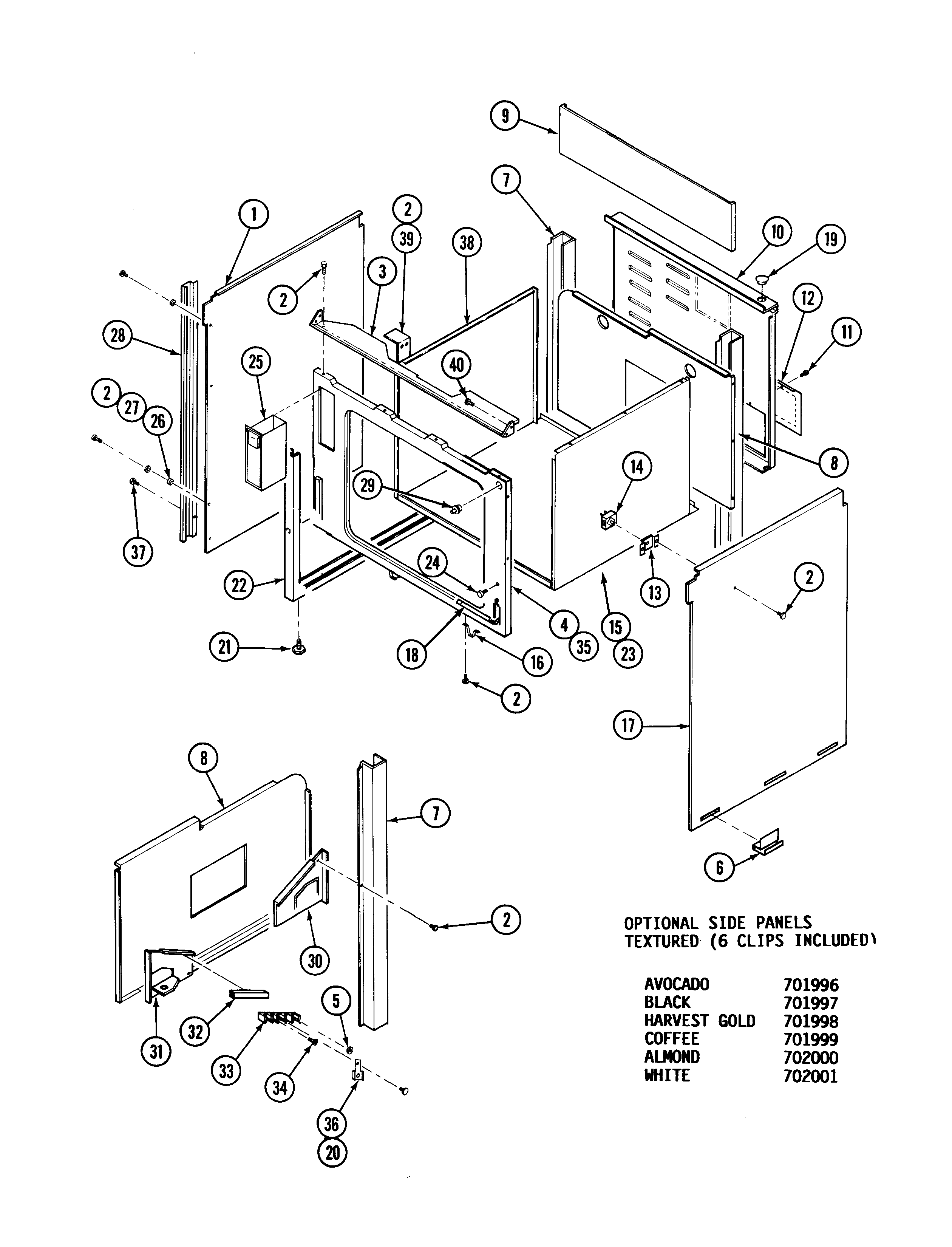Jenn-Air S166W-C body diagram