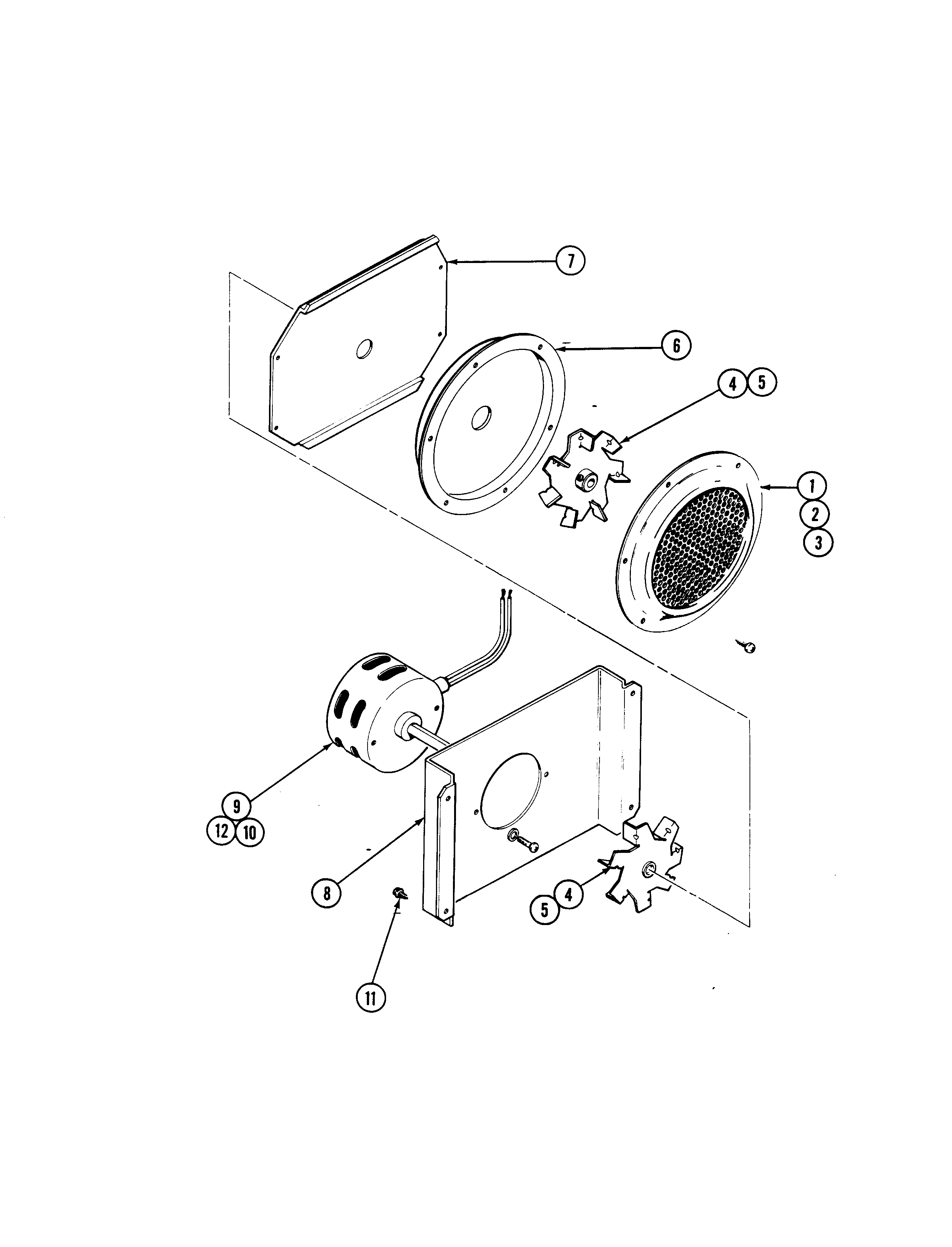 Jenn-Air S166W-C blower motor (convection) diagram