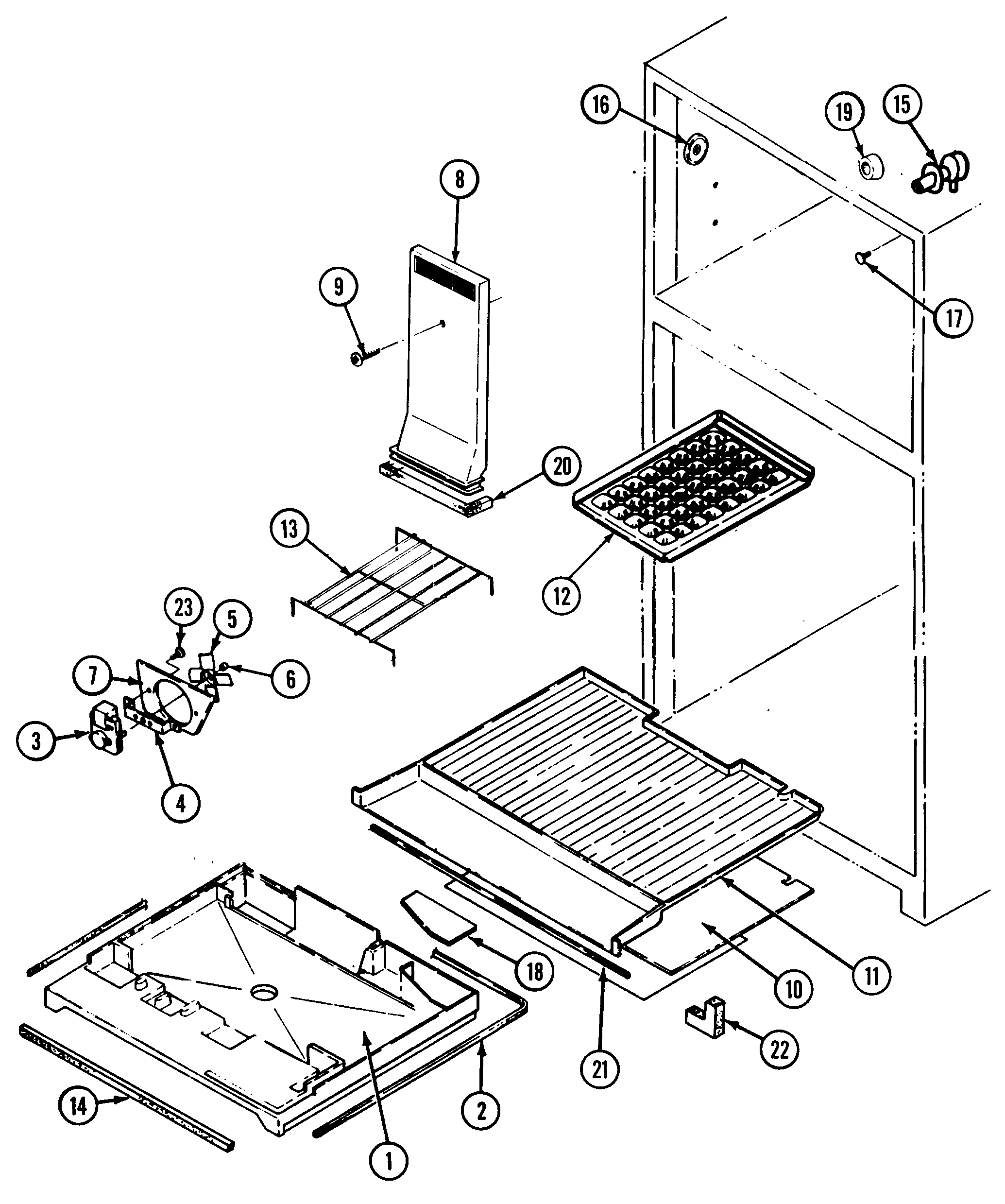 Crosley CT15X4A-DC16A freezer compartment diagram