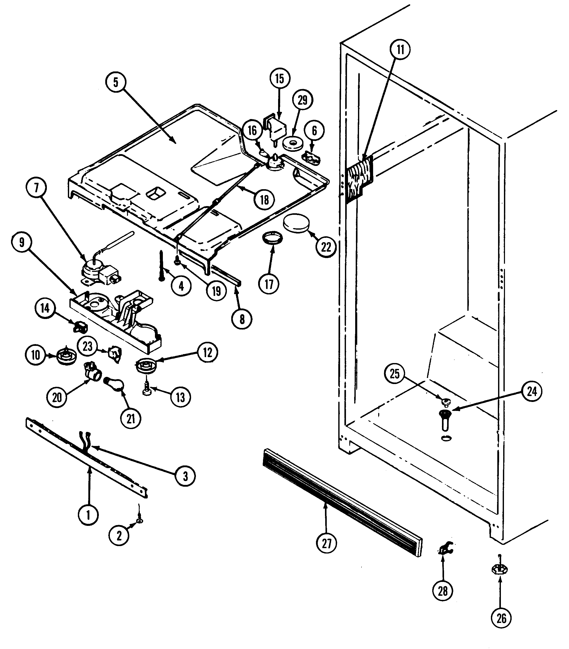 Crosley CT15X4W fresh food compartment diagram