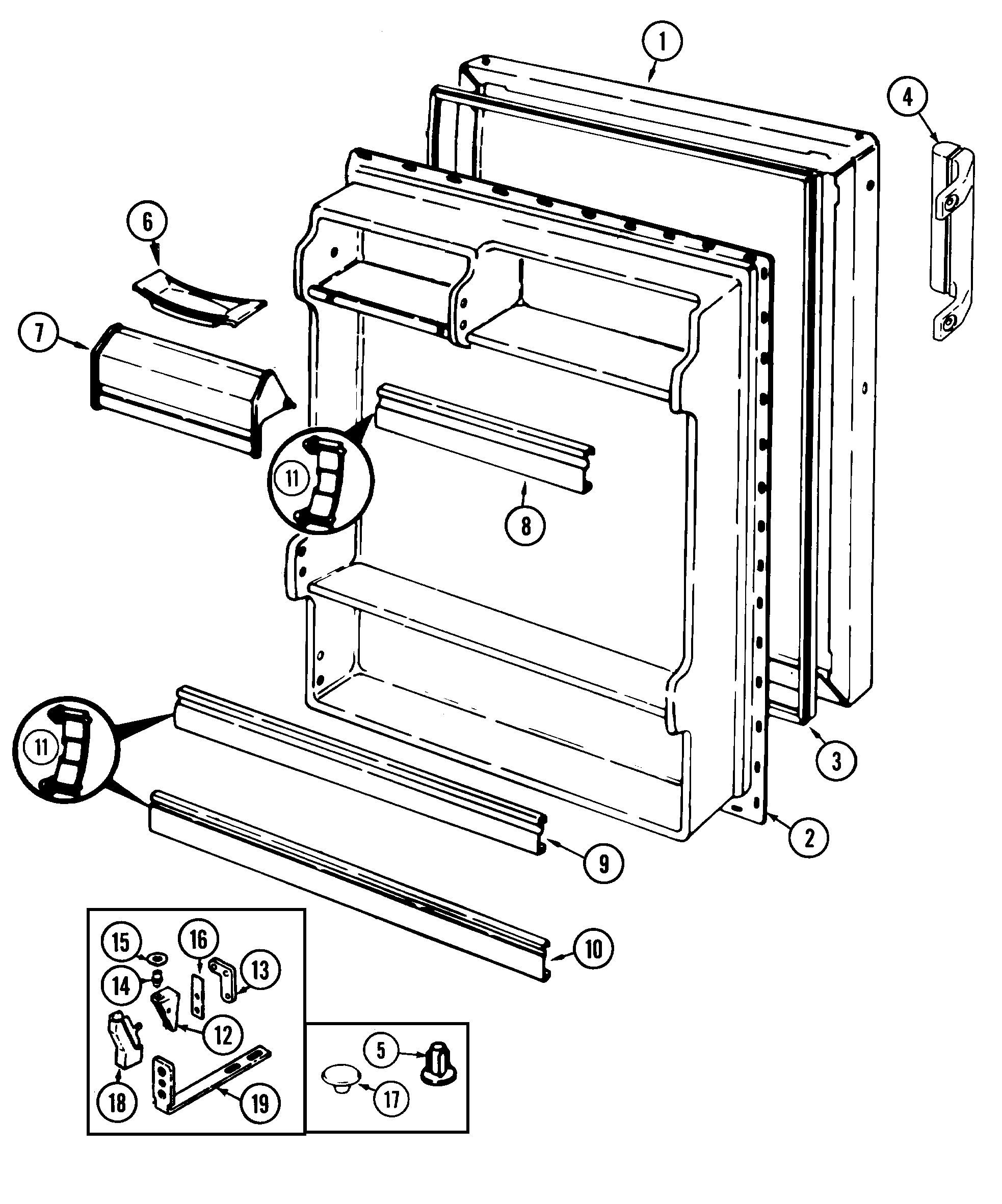 Crosley CT15X4W fresh food door diagram