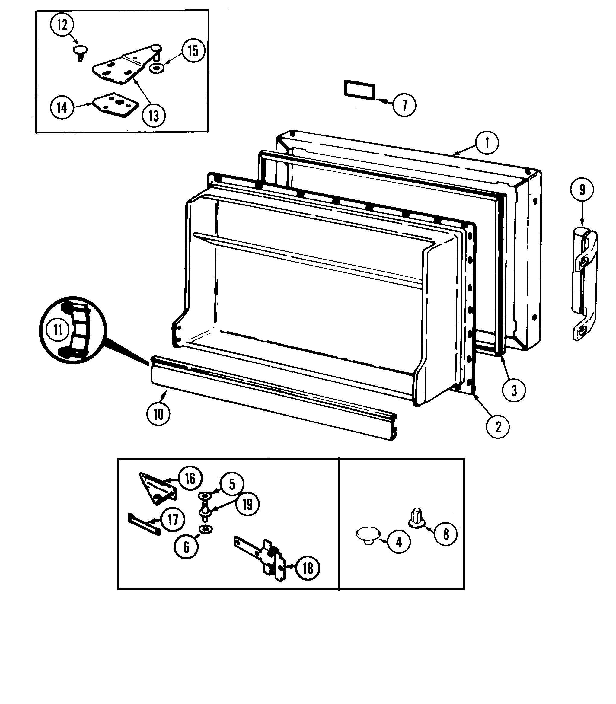 Crosley CT15X4W freezer door diagram