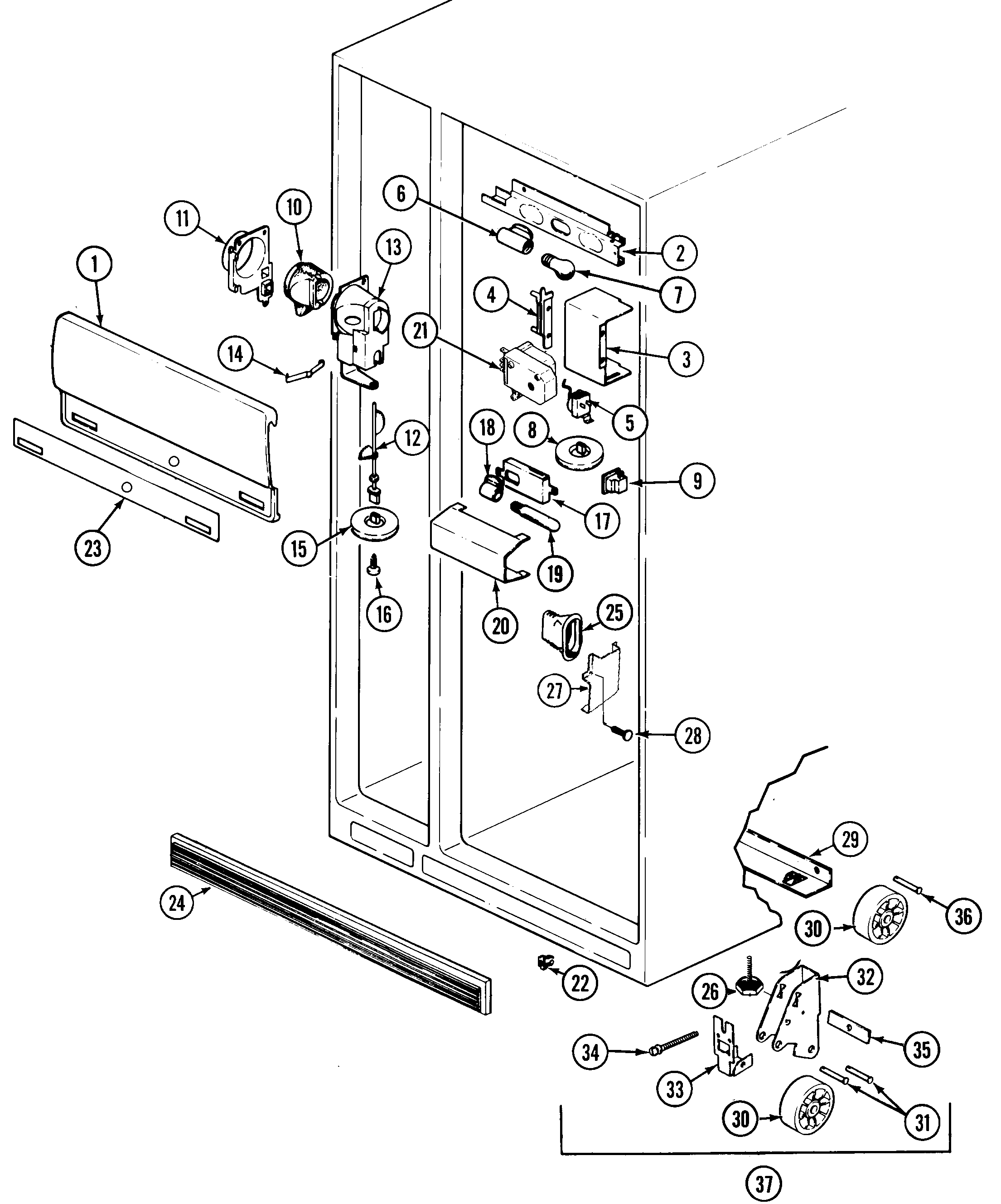 Maytag RSD2400DAM fresh food compartment diagram