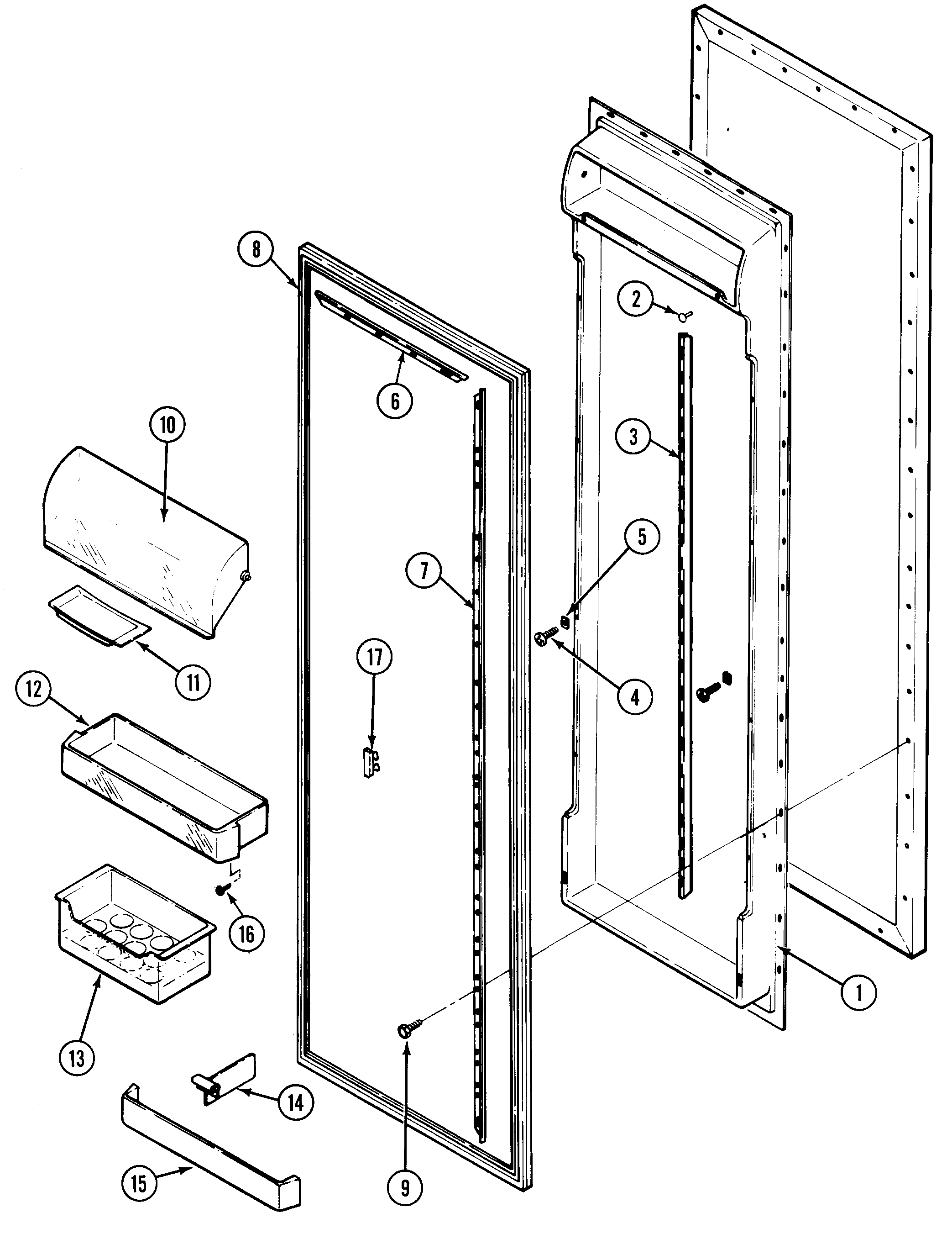 Maytag RSD2400DAM fresh food door (inner) diagram
