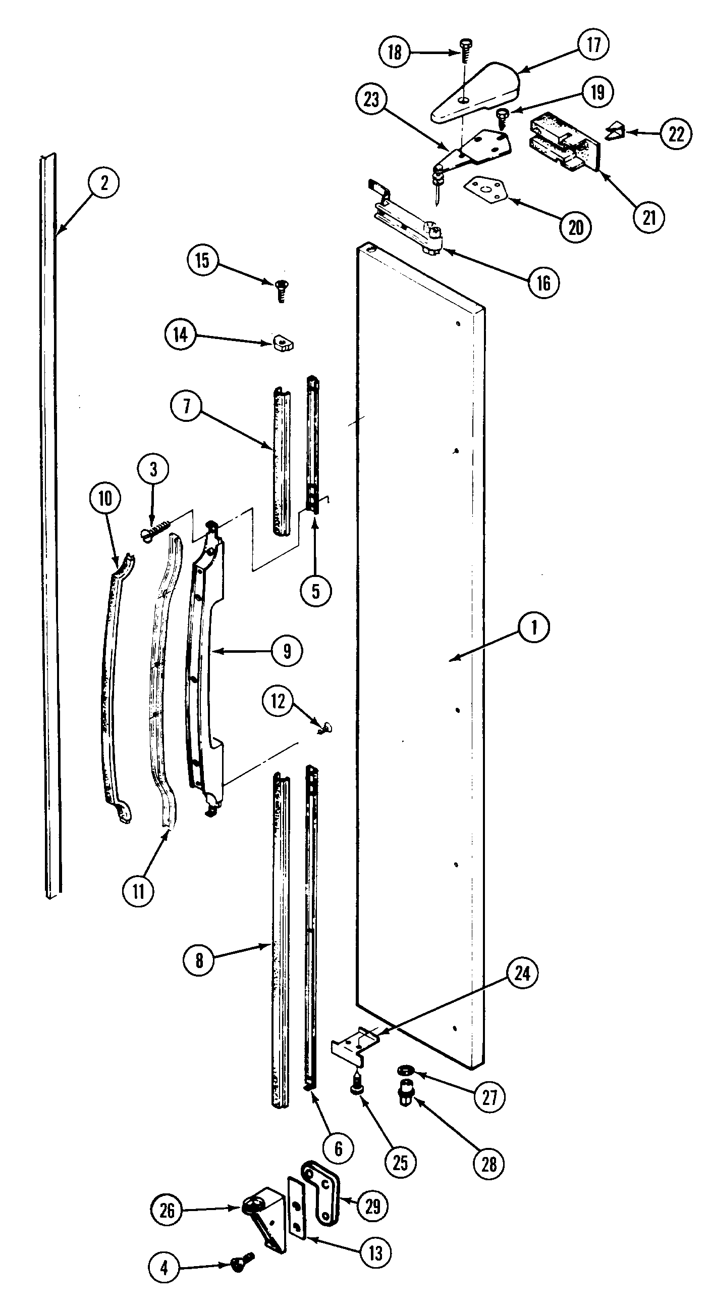 Maytag RSD2400DAM freezer door (outer) diagram
