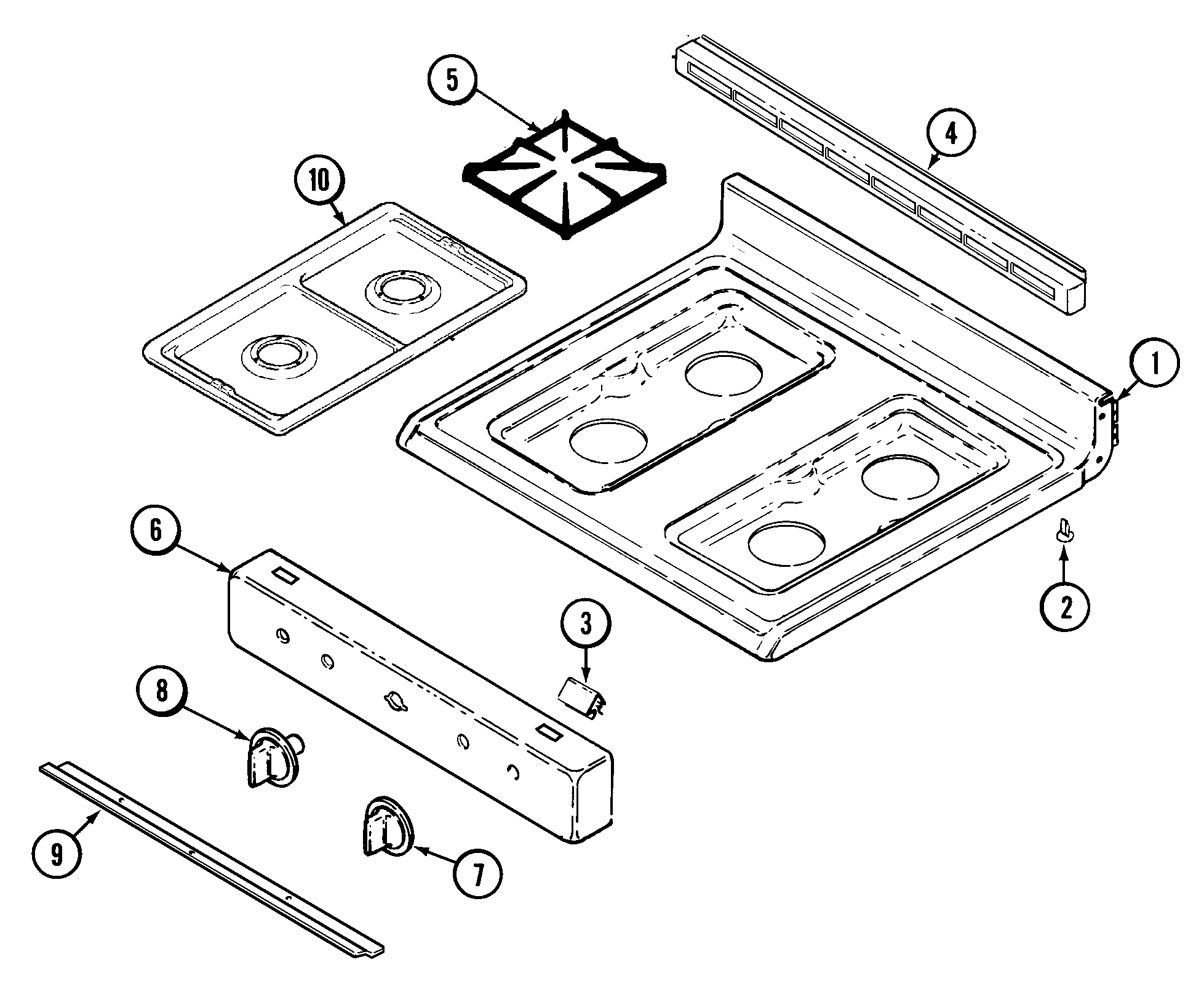 Maytag MGR4410BDA top assembly diagram