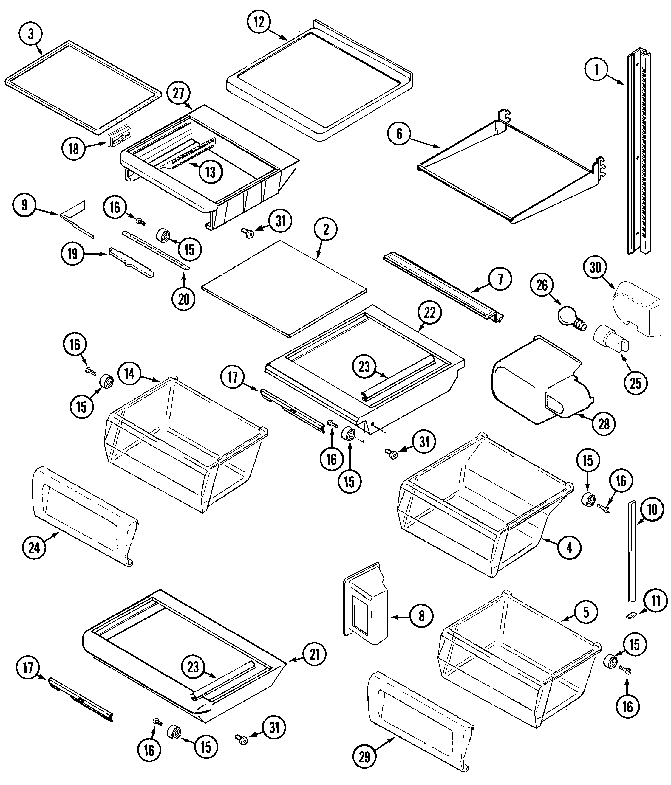 Maytag GC2227SDFW shelves & accessories diagram