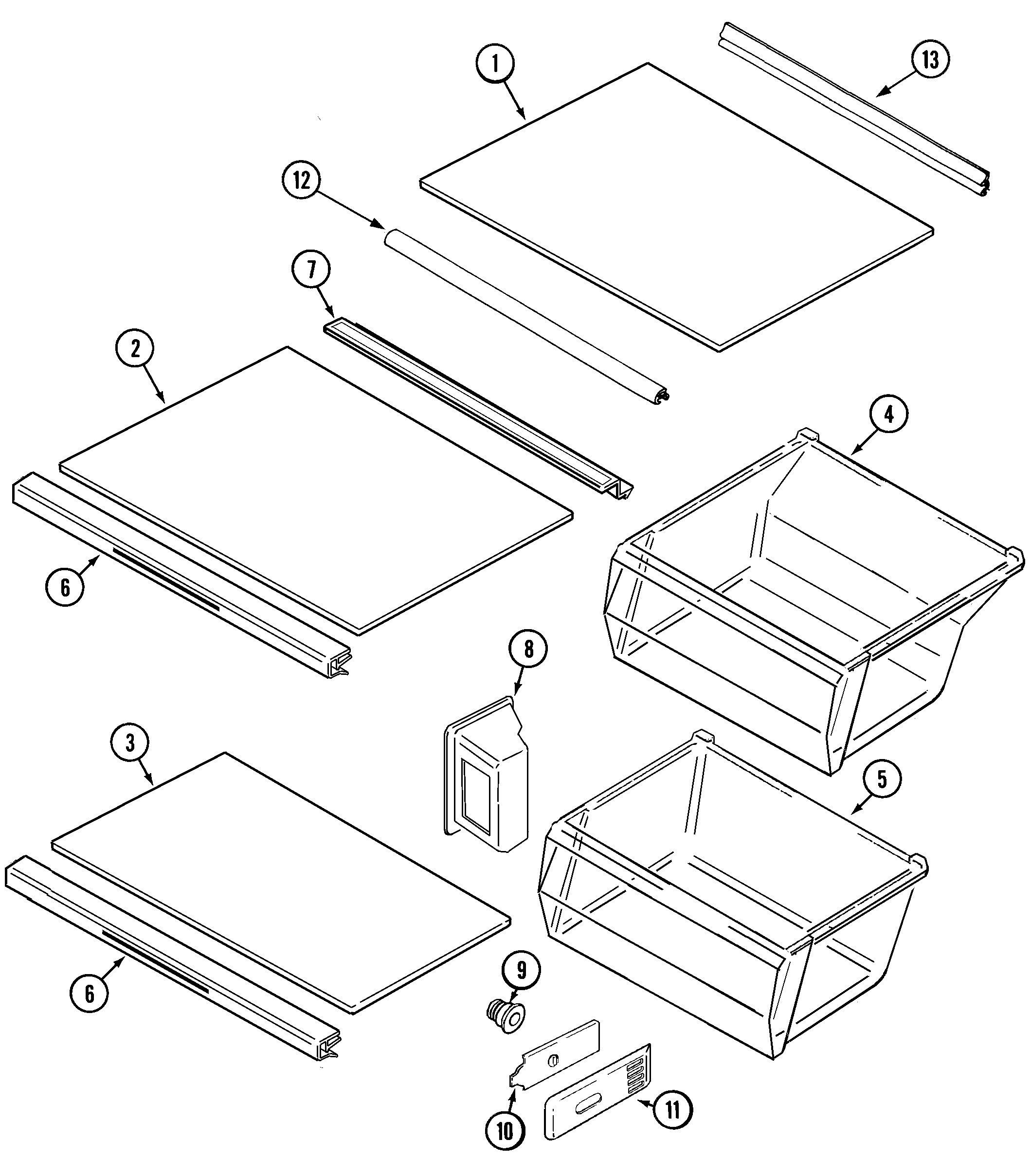 Maytag GS2123SDFW shelves & accessories diagram